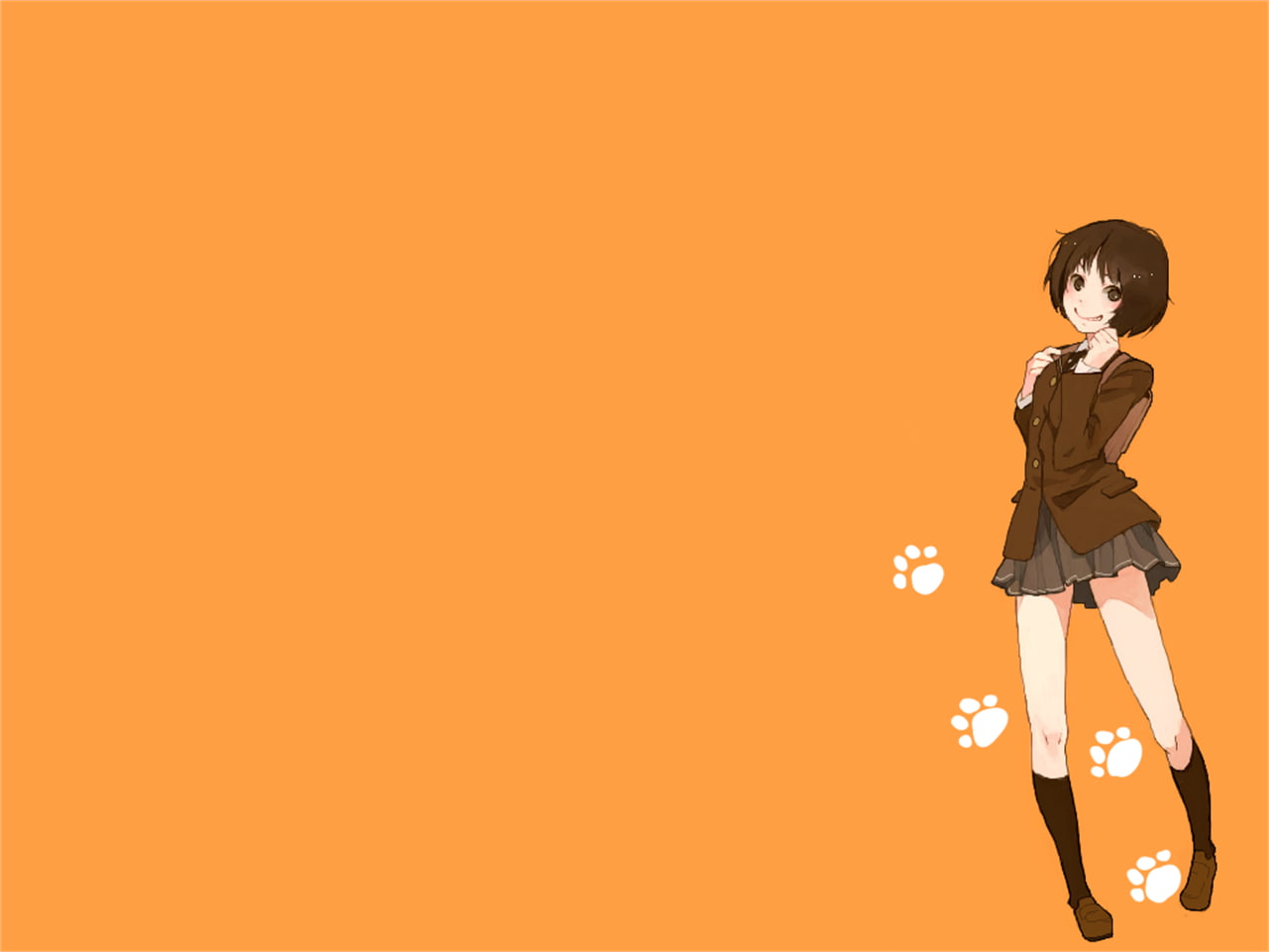 anime girls, 720P, three quarter length, indoors, orange background, lifestyles, copy space, looking, females, women, colored background, standing, one person, HD Wallpaper