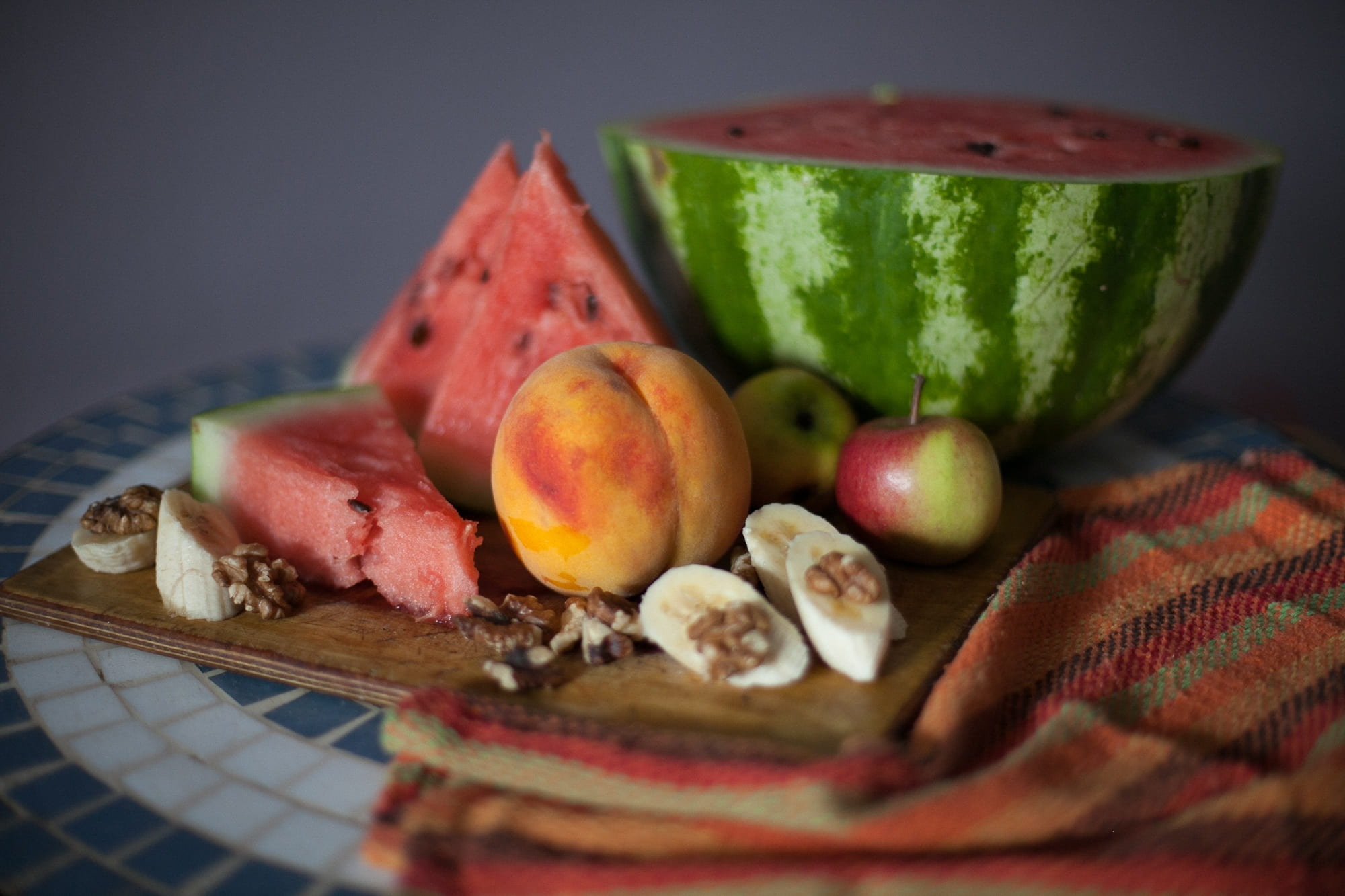 variation, freshness, indoors, nutrition, diet, apple, tray, wellbeing, natural, colored background, eating, bowl, banana, studio shot, produce, organic food, HD Wallpaper