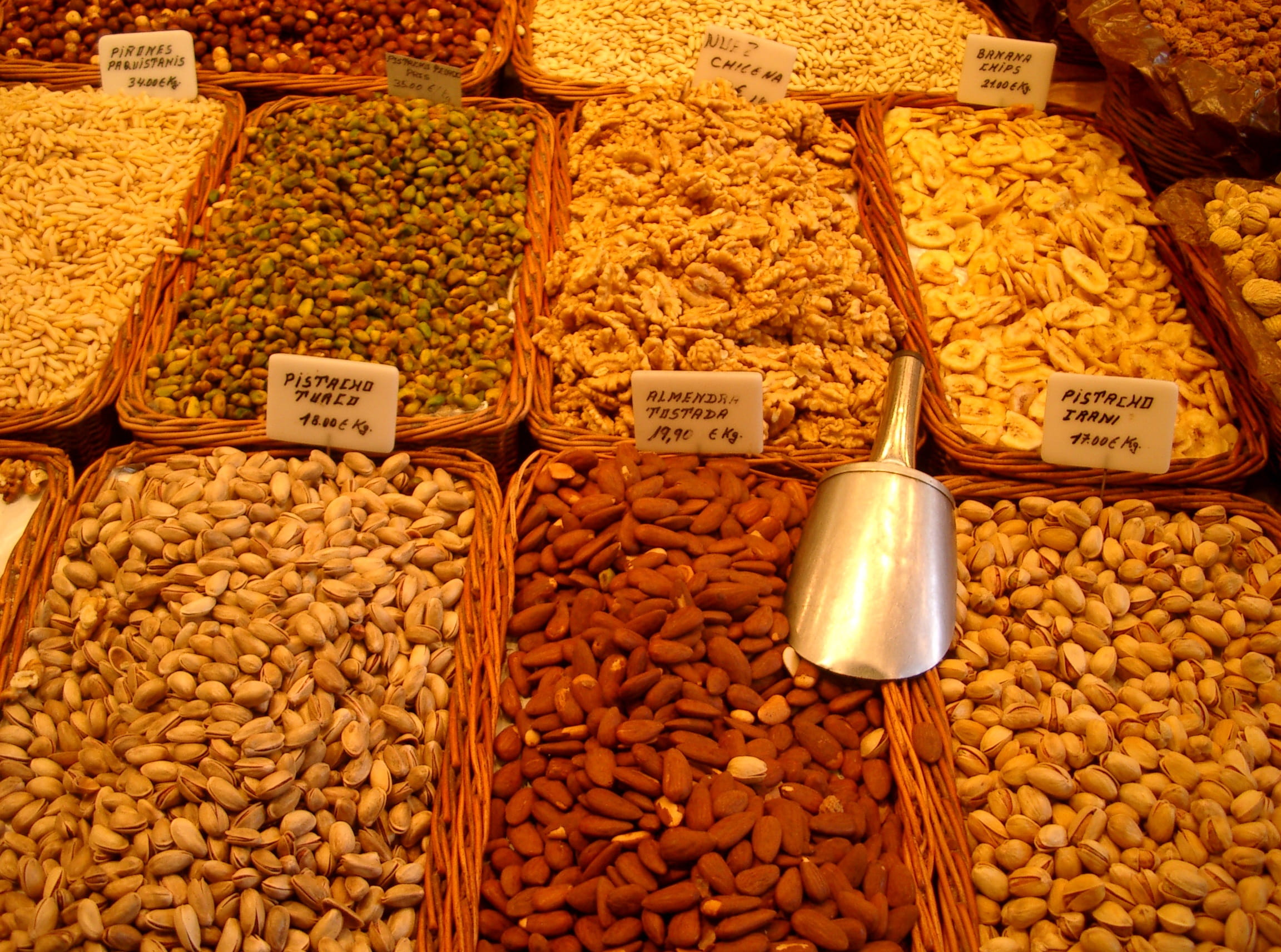 market stall, healthy eating, nuts, retail, for sale, wellbeing, walnuts, pistachios, large group of objects, abundance, delicious, diversity, 1080P, freshness, HD Wallpaper
