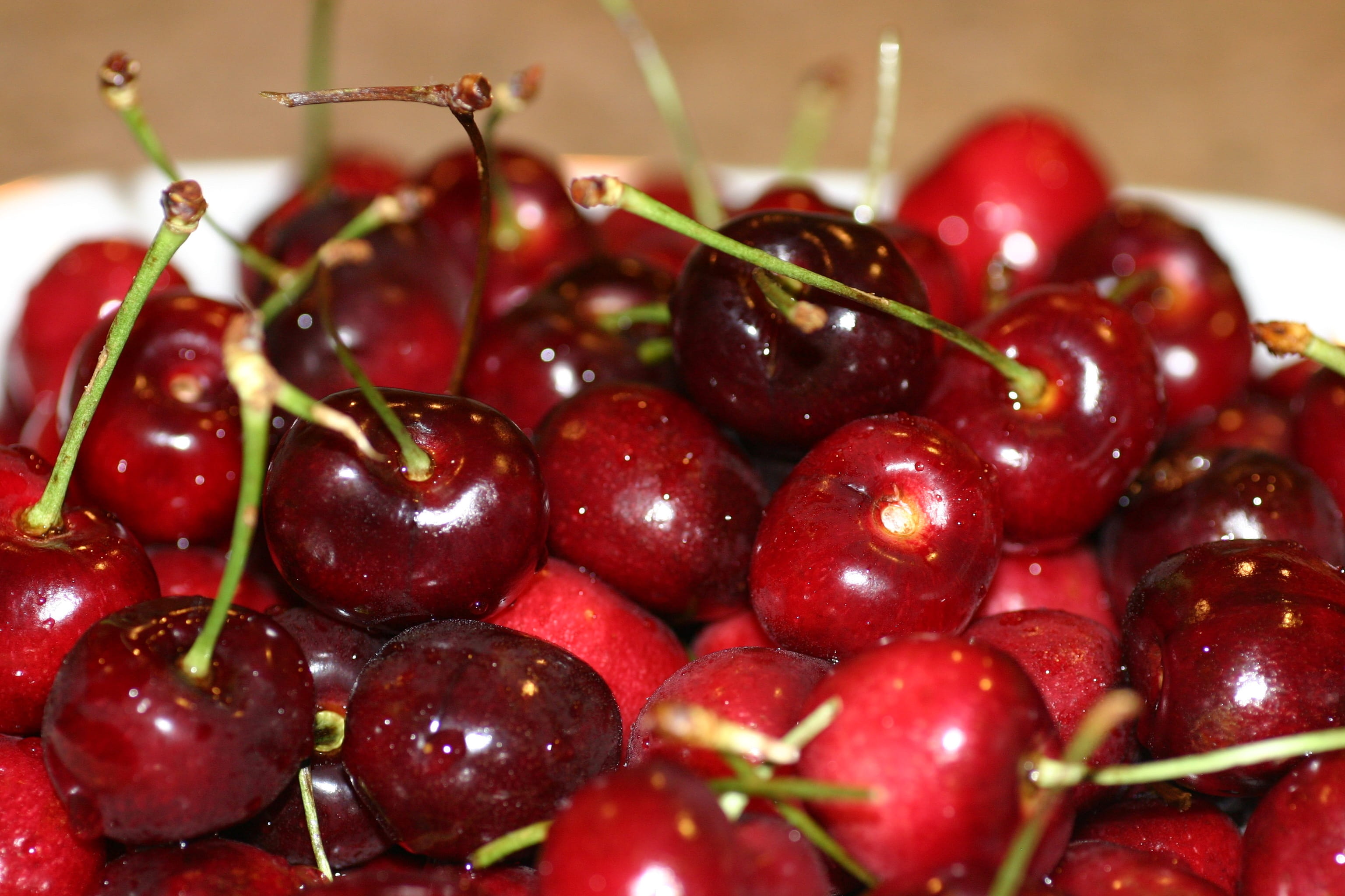 cherry, wellbeing, abundance, plant, healthy, freshness, berries, no people, spring, plant stem, food and drink, red, ripe, 2K, berry, fresh, juicy, close-up, HD Wallpaper