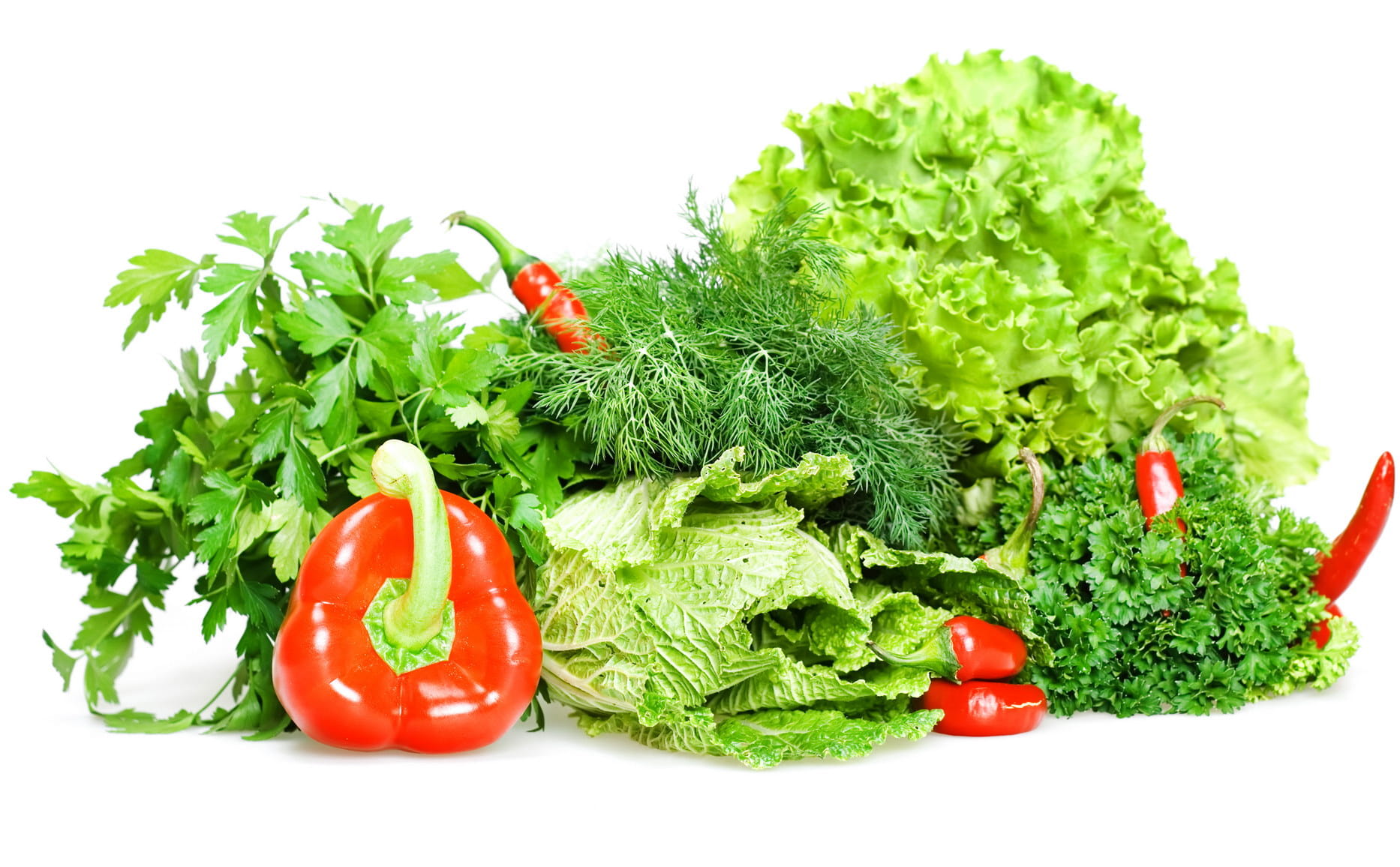 red, 720P, lettuce, vegetarian, studio shot, green color, nature, isolated, up, taste, refreshment, healthy lifestyle, pepper, snack, bell pepper, cut out, HD Wallpaper