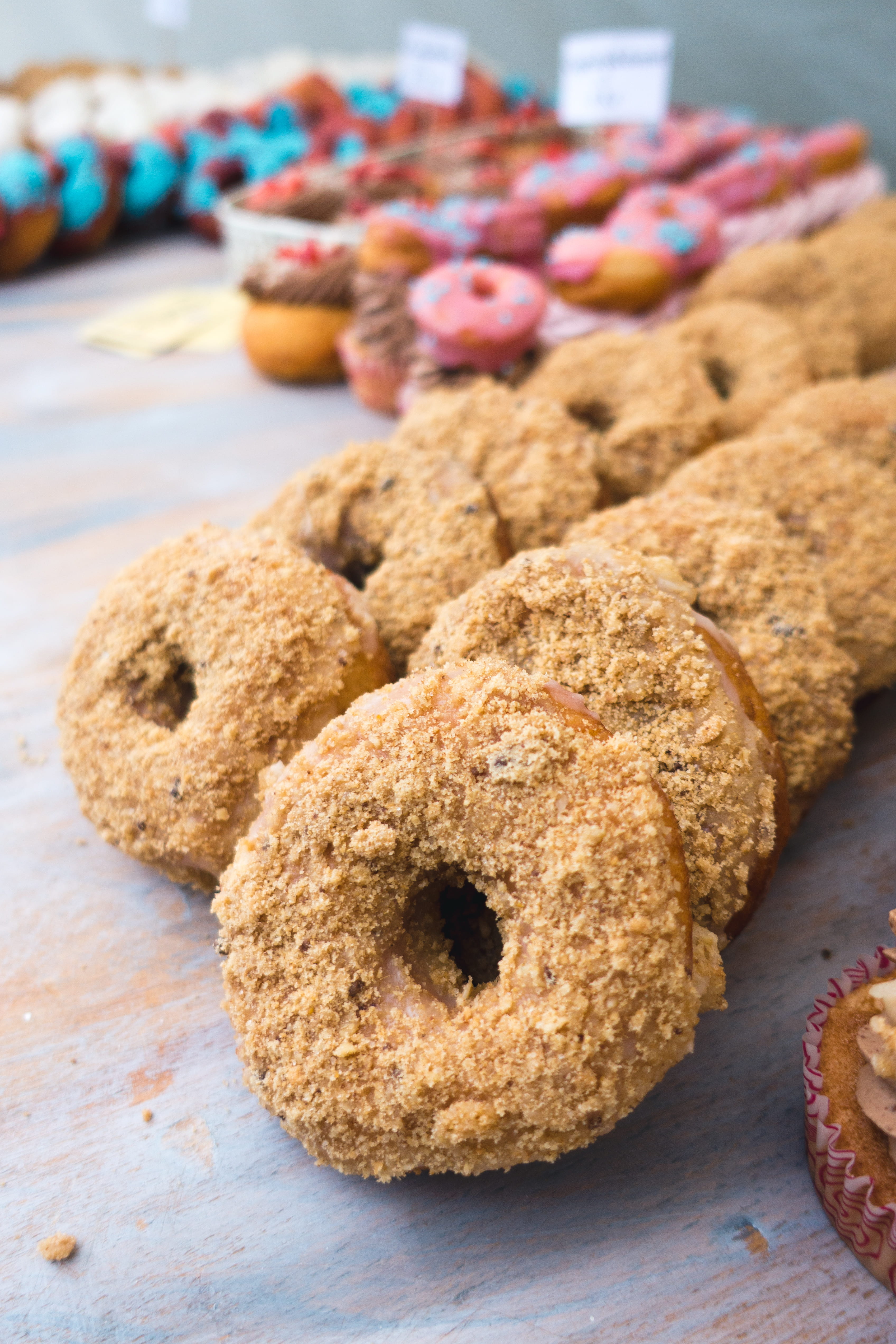 large group of objects, cake, breakfast, Sugary, baked, still life, table, donut, refreshment, food and drink, sweet Food, dessert, sweet, snack, temptation, Phone HD Wallpaper