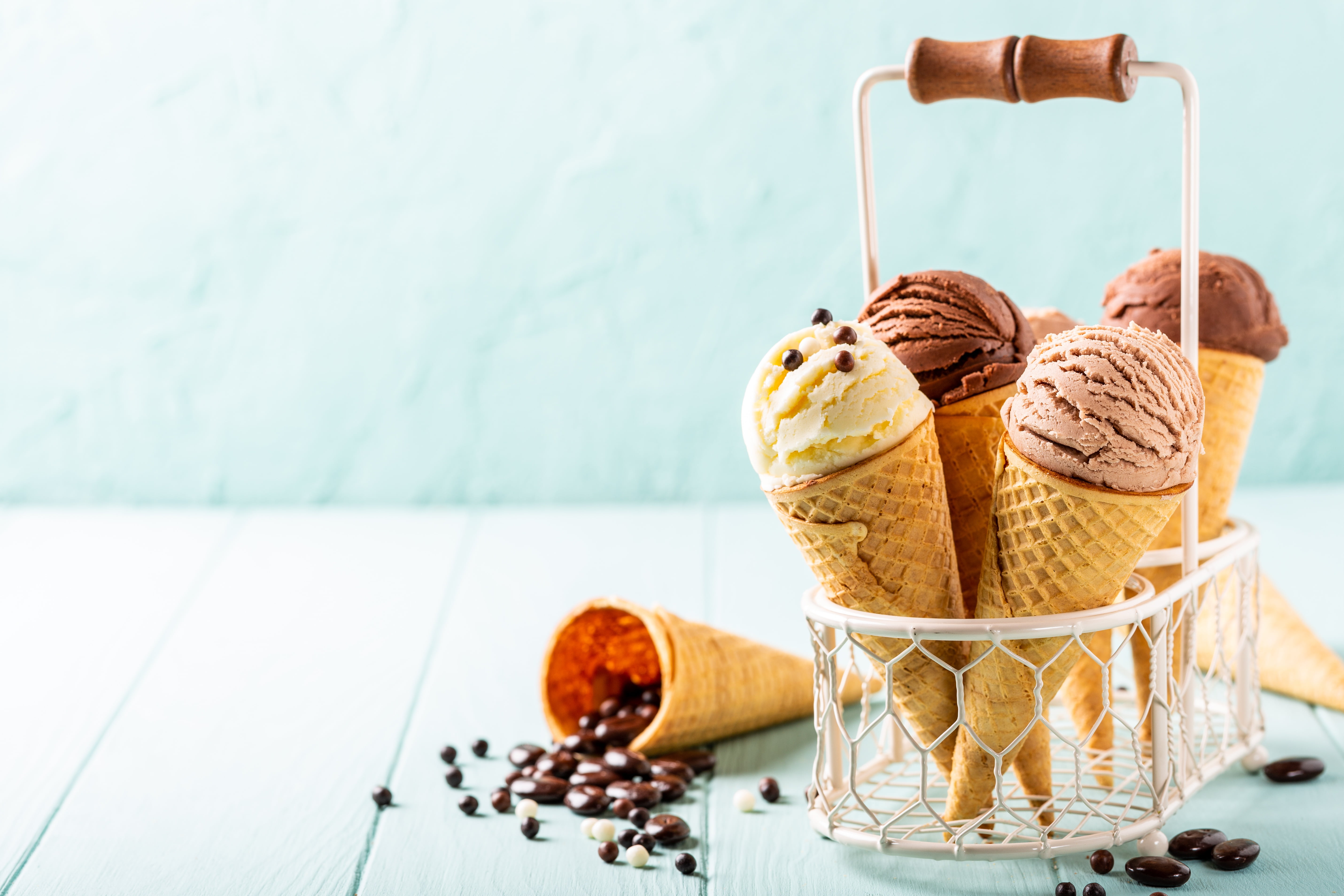 5K, Coffee Beans, Waffle Cone, Still Life, Food, Ice Cream, HD Wallpaper