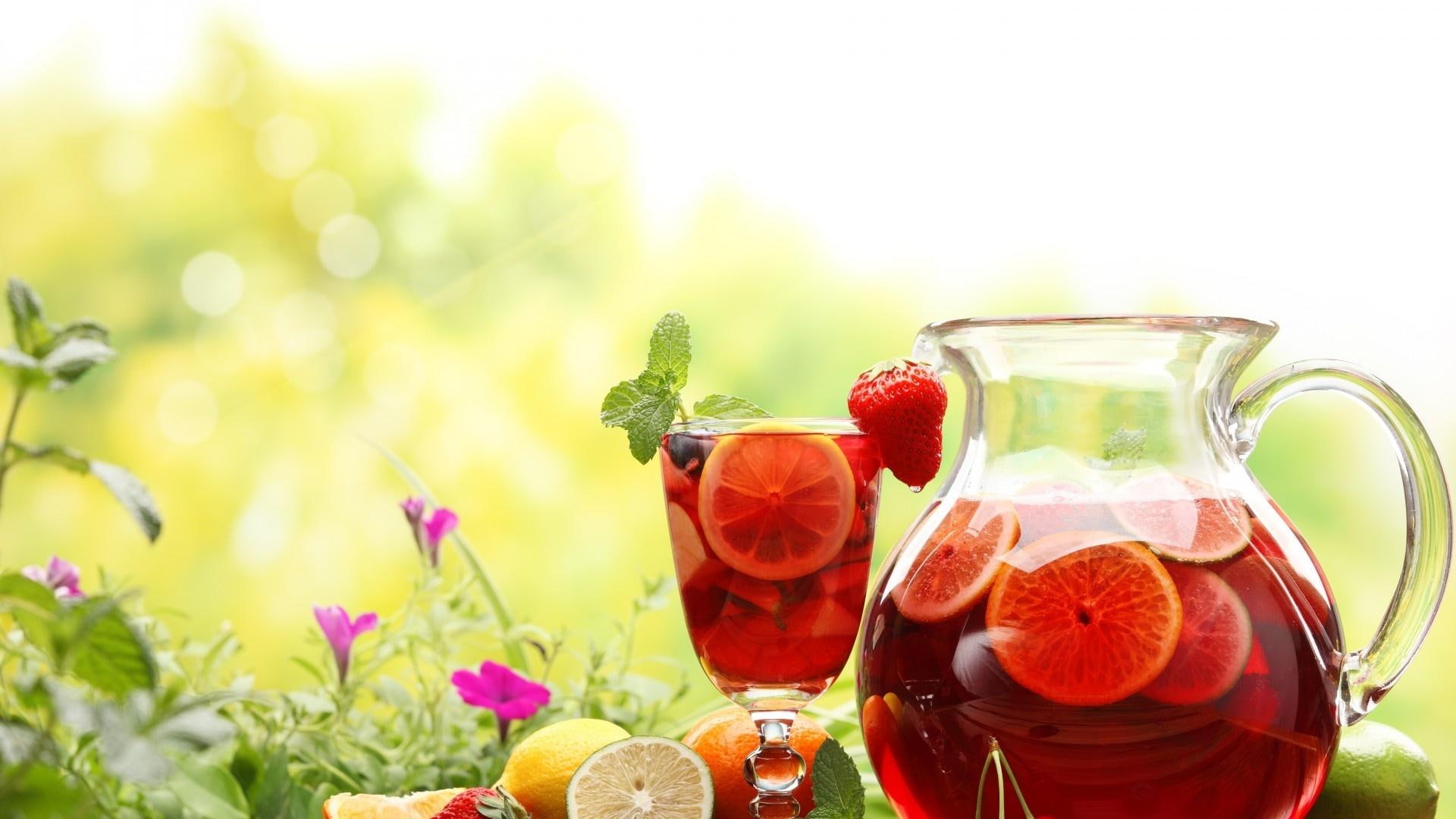 nature and landscapes, ice, sliced, tea, flower, lemon, lemonade, mint, 1080P, HD Wallpaper