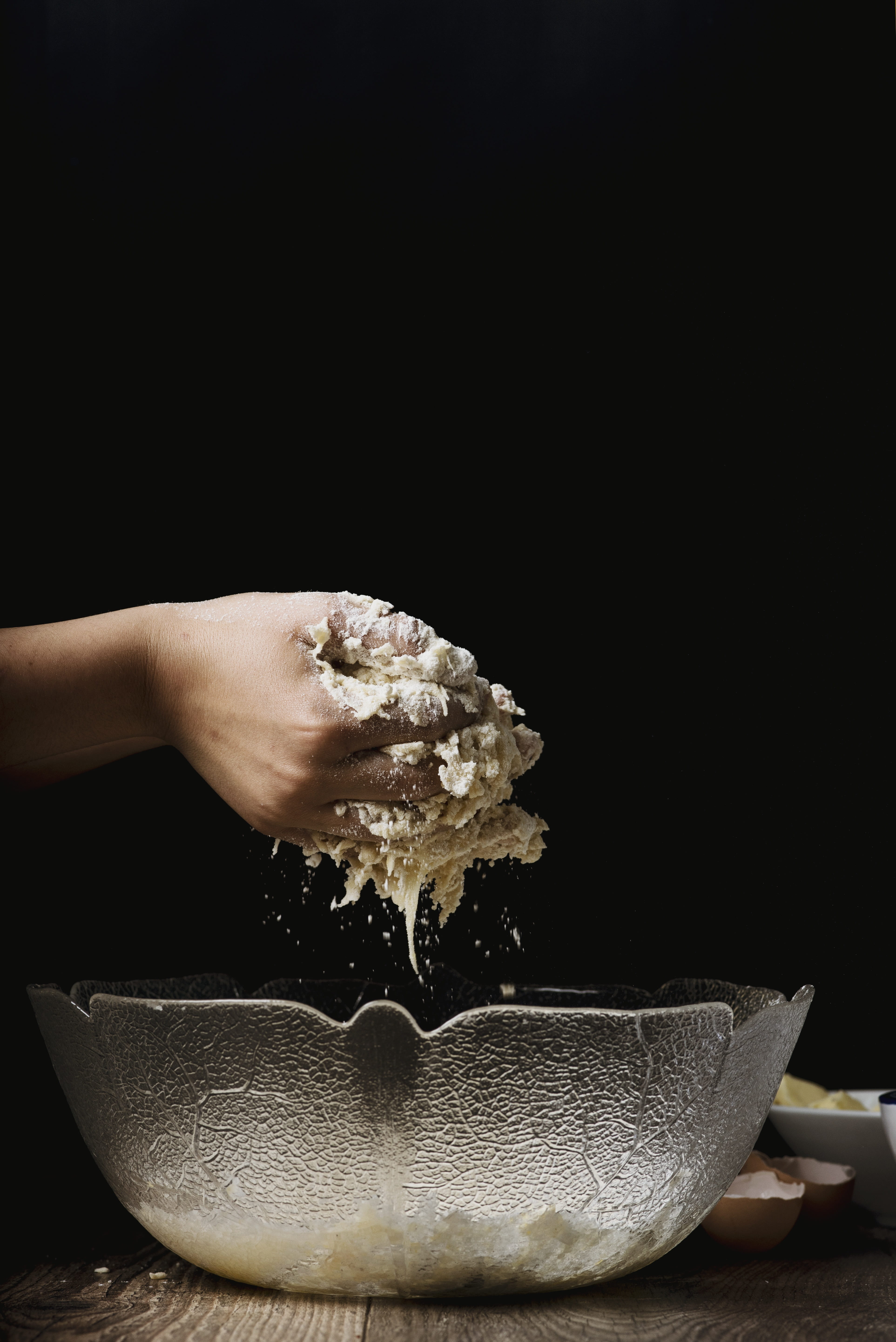 one person, bake, food, dough, 5K, copy space, freshness, nature, people, mash, body part, eggs, batter, still, hands, human body part, indoors, cook, Phone HD Wallpaper