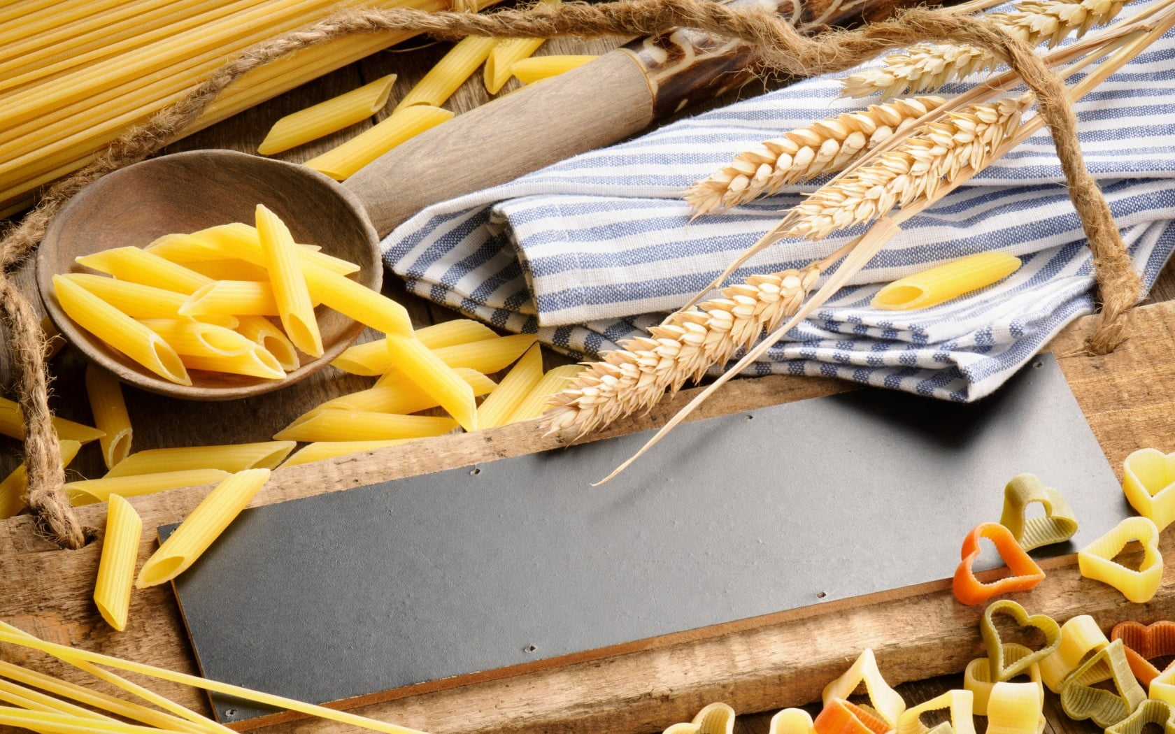pastas, ingredient, wood - Material, bow Tie Pasta, 720P, close-up, wheat, still life, yellow, whole Wheat, table, variation, beige, spoon, food, italian Culture, HD Wallpaper
