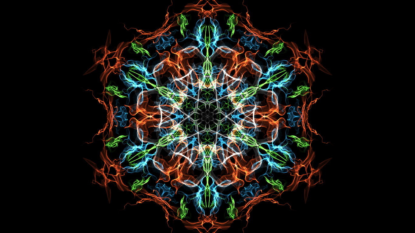 indoors, black background, technology, close-up, 720P, illuminated, healthcare and medicine, multi colored, symmetry, kaleidoscope weavesilk_com, no people, HD Wallpaper
