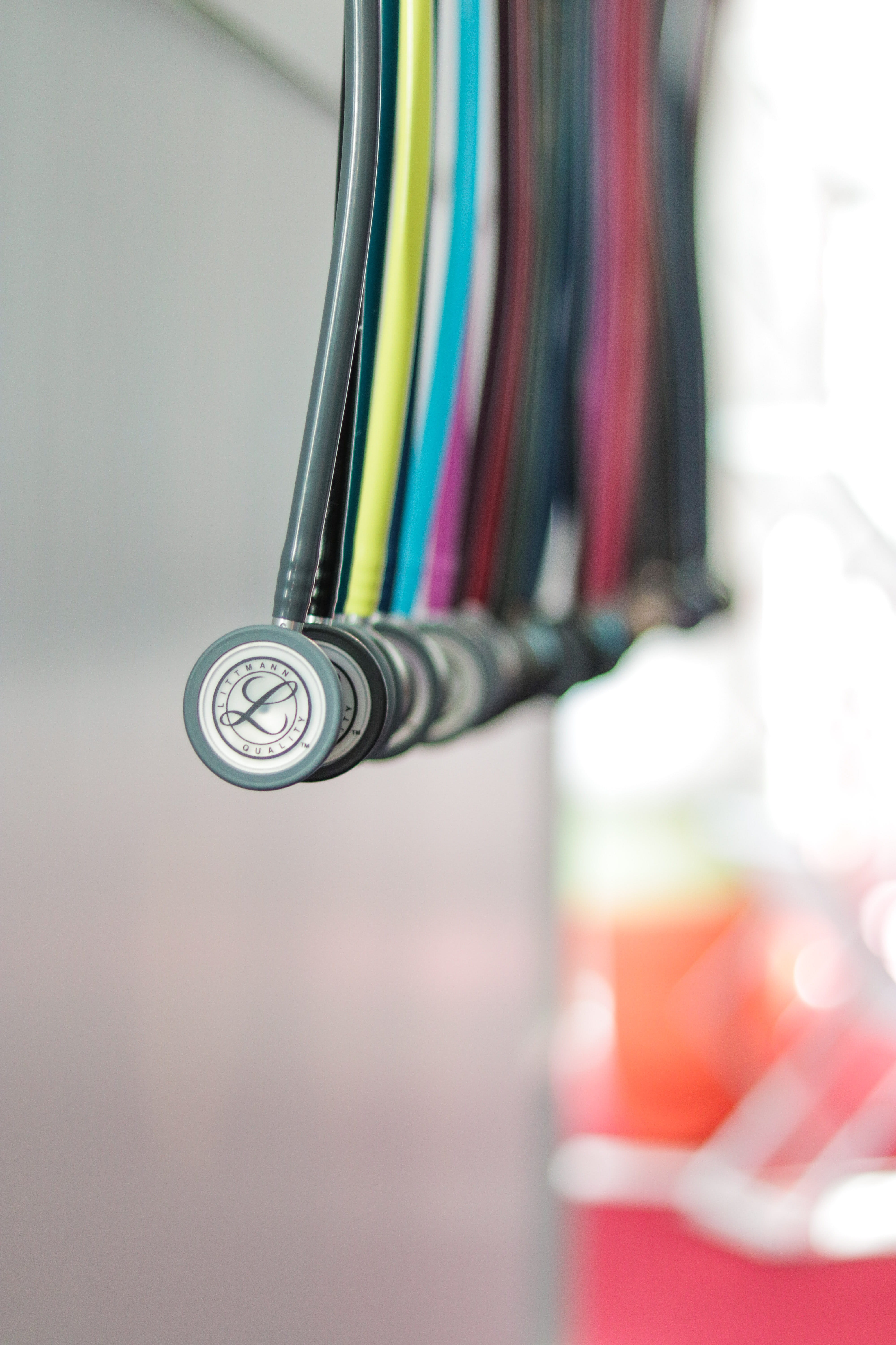 day, collection, creativity, 5K, color, choice, variation, side by side, order, table, indoors, in a row, container, hanging, still life, photo, stetoscope, Phone HD Wallpaper
