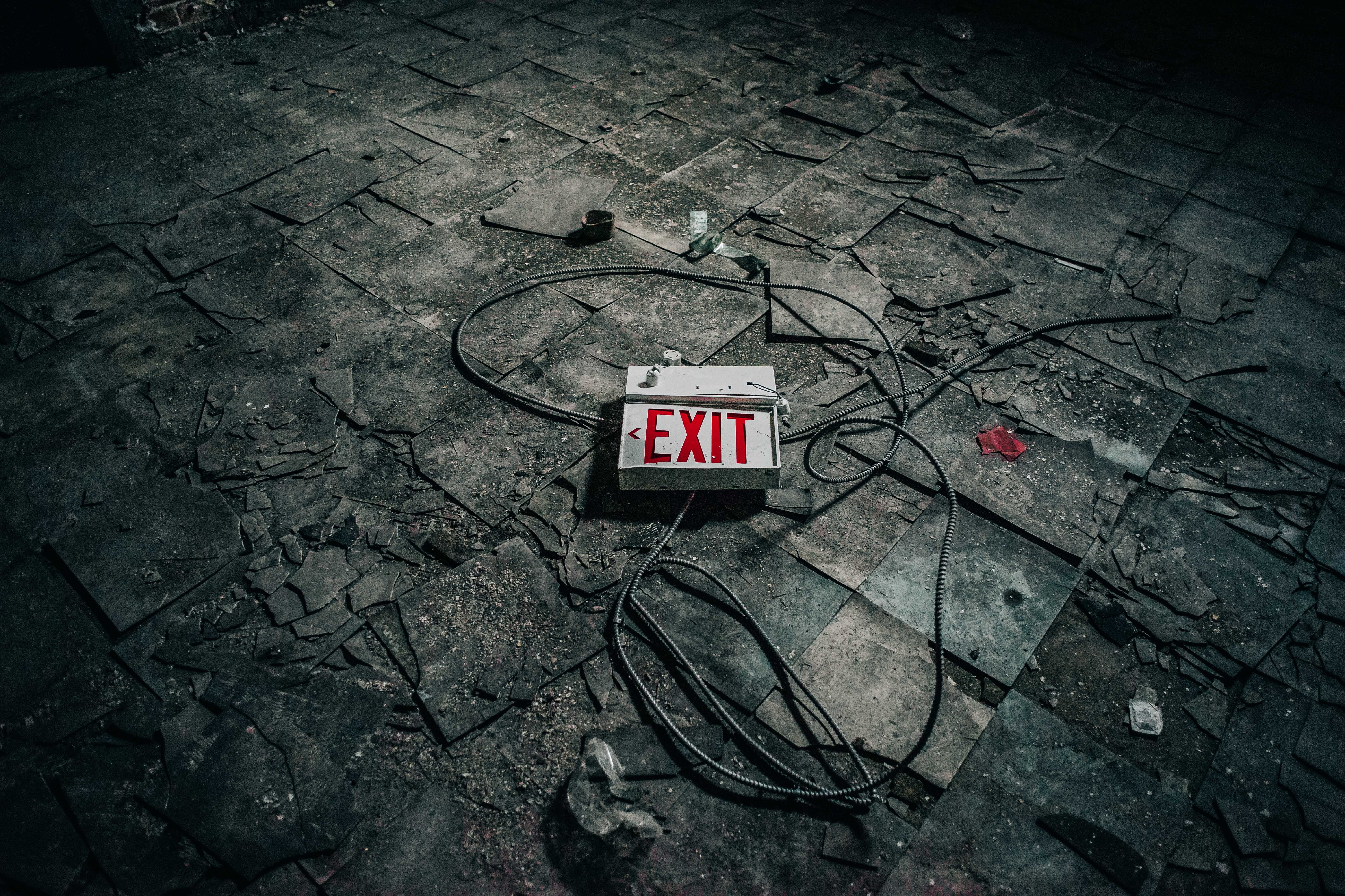 red, communication, high angle view, road sign, vignette, architecture, no People, exit, wires, information, capital letter, brick, sign, footpath, text, HD Wallpaper