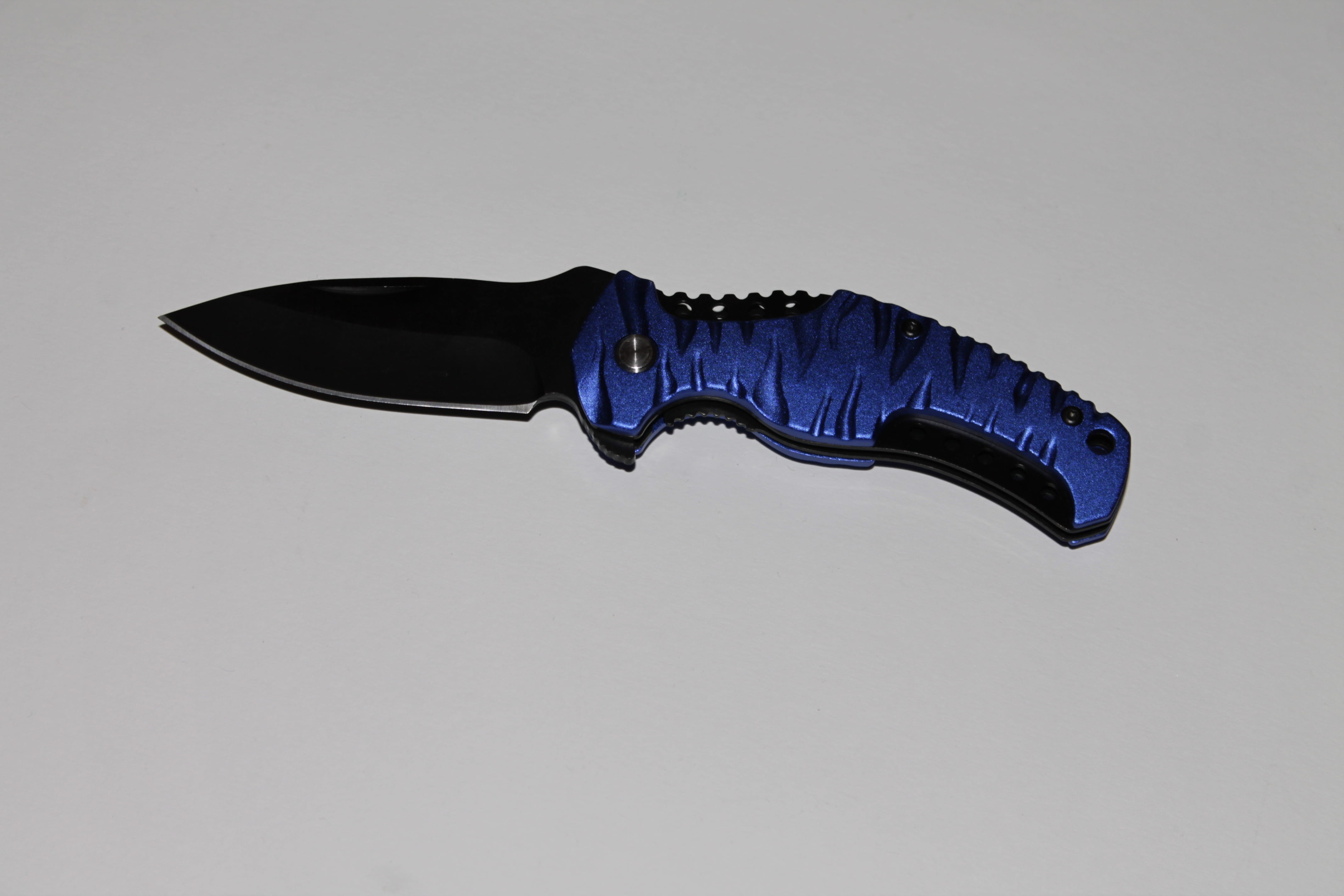 no people, eye mask, indoors, close-up, one handed knife, copy space, creativity, cut out, white background, 4K, simplicity, knife, sharp, blue, specimen holder, HD Wallpaper