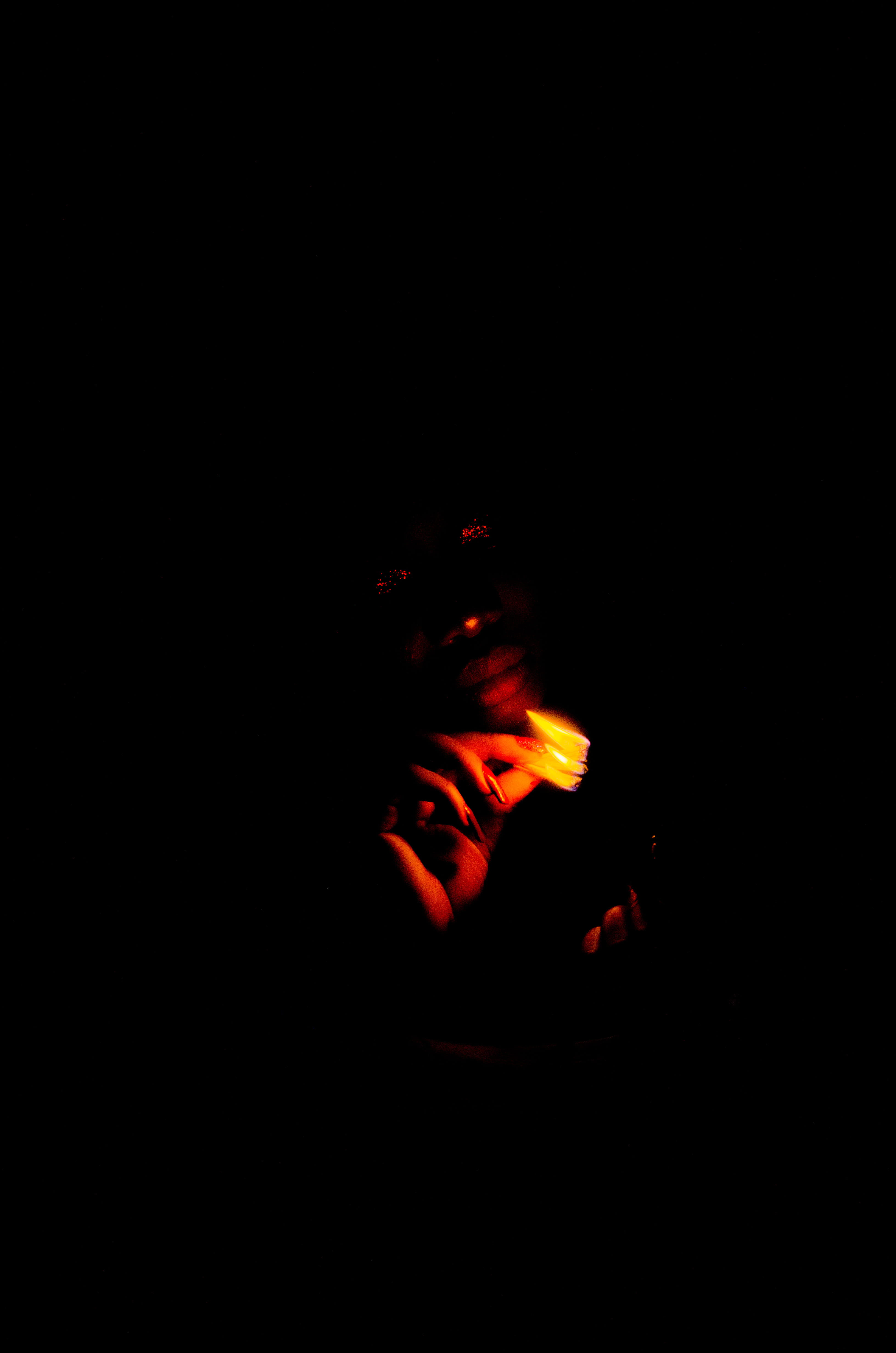 black background, studio shot, dark, night, domestic room, 4K, illuminated, glowing, burn, cut out, man, orange color, lifestyles, person, flame, darkroom, Phone HD Wallpaper