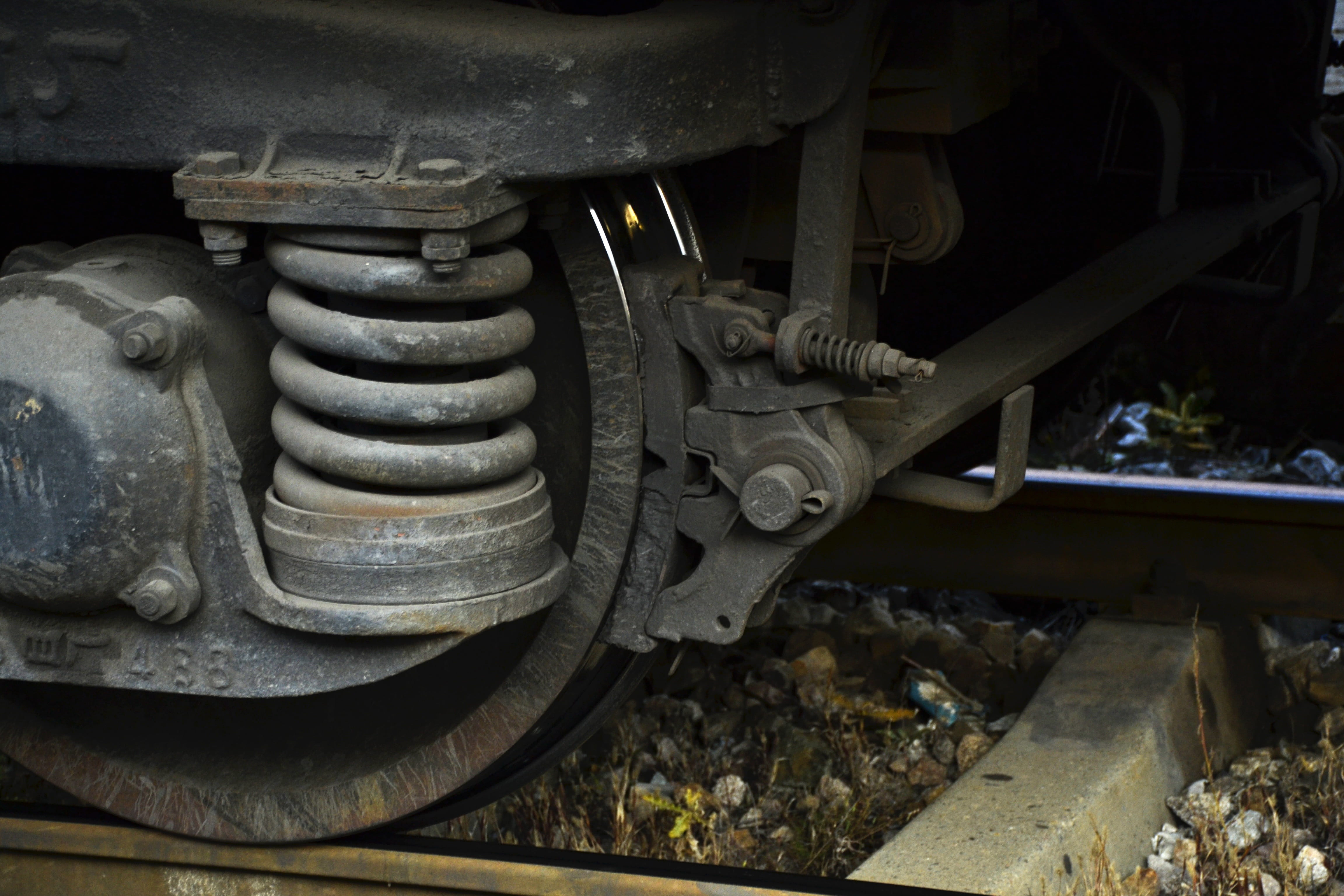 no people, tire, wheel, wheels, mode of transportation, industrial equipment, rail transportation, machinery, 4K, close-up, track, steam train, spring, HD Wallpaper