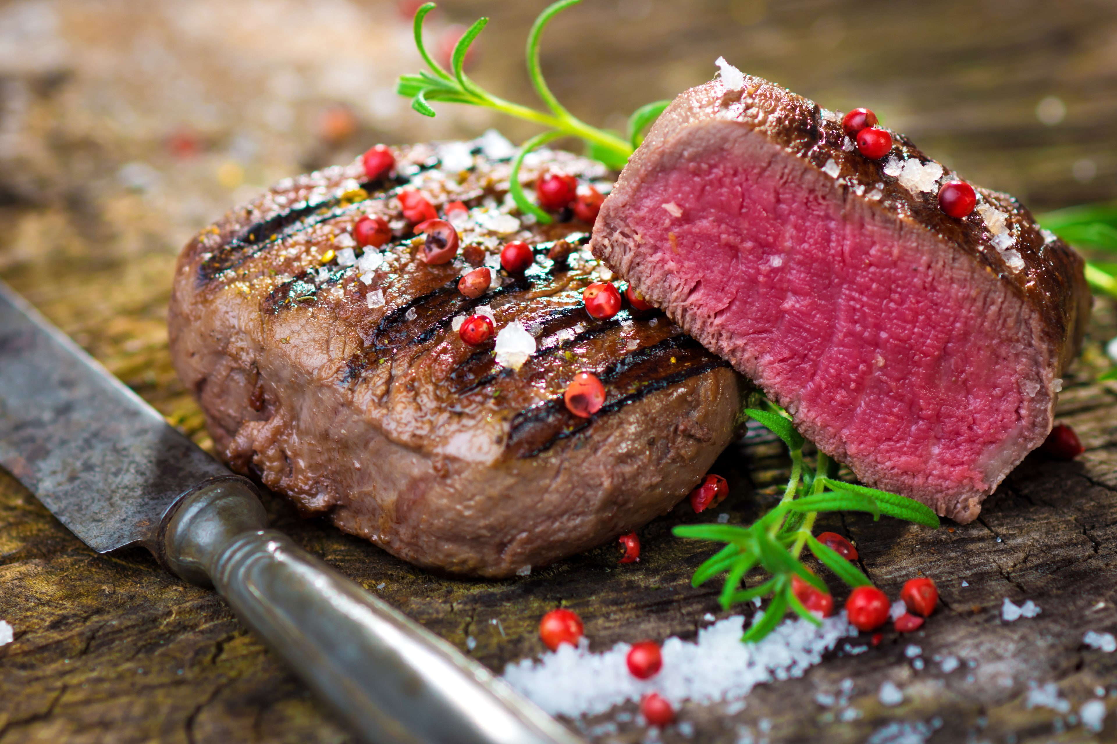 dinner, freshness, wellbeing, garnish, fruit, herb, plant, meal, still life, ready-to-eat, vegetable, no people, red meat, 4K, close-up, table, food, beef, HD Wallpaper