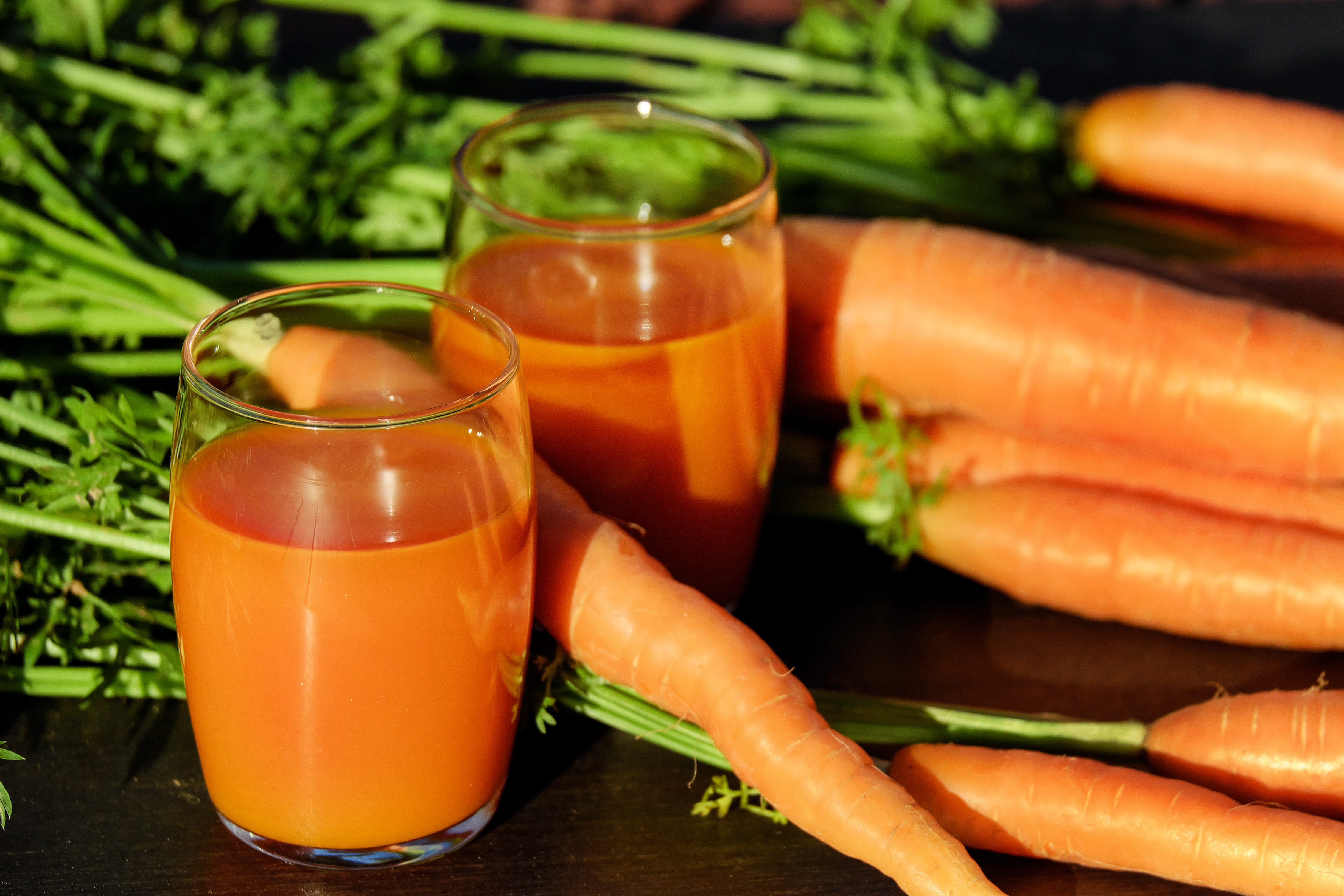 vegetarian food, glass, indoors, orange, freshness, root vegetable, food, orange color, carrot, fruit, vegetable, food and drink, vitamins, snack, 4K, HD Wallpaper