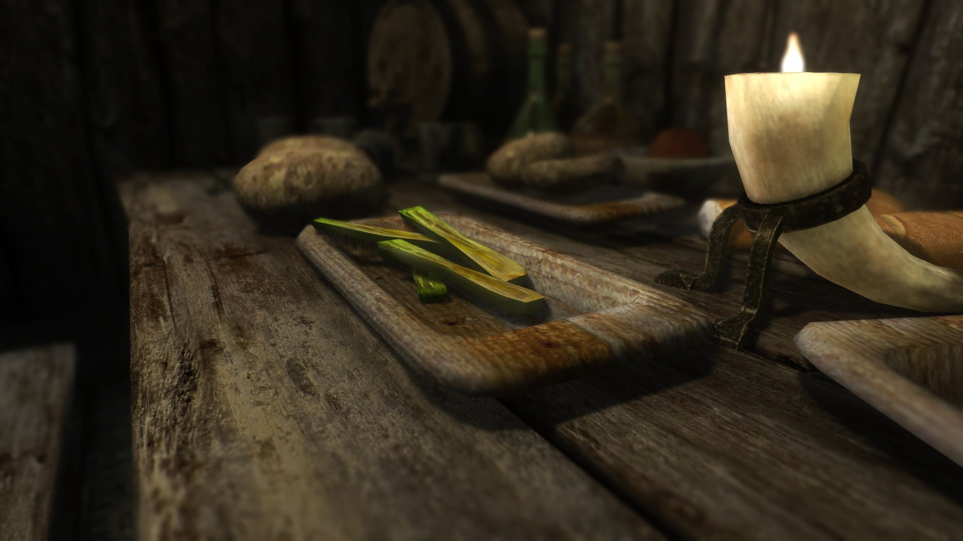 green color, vegetable, 1080P, food and drink, cutting board, wooden, close-up, freshness, selective focus, wellbeing, day, food, The Elder Scrolls V: Skyrim, HD Wallpaper