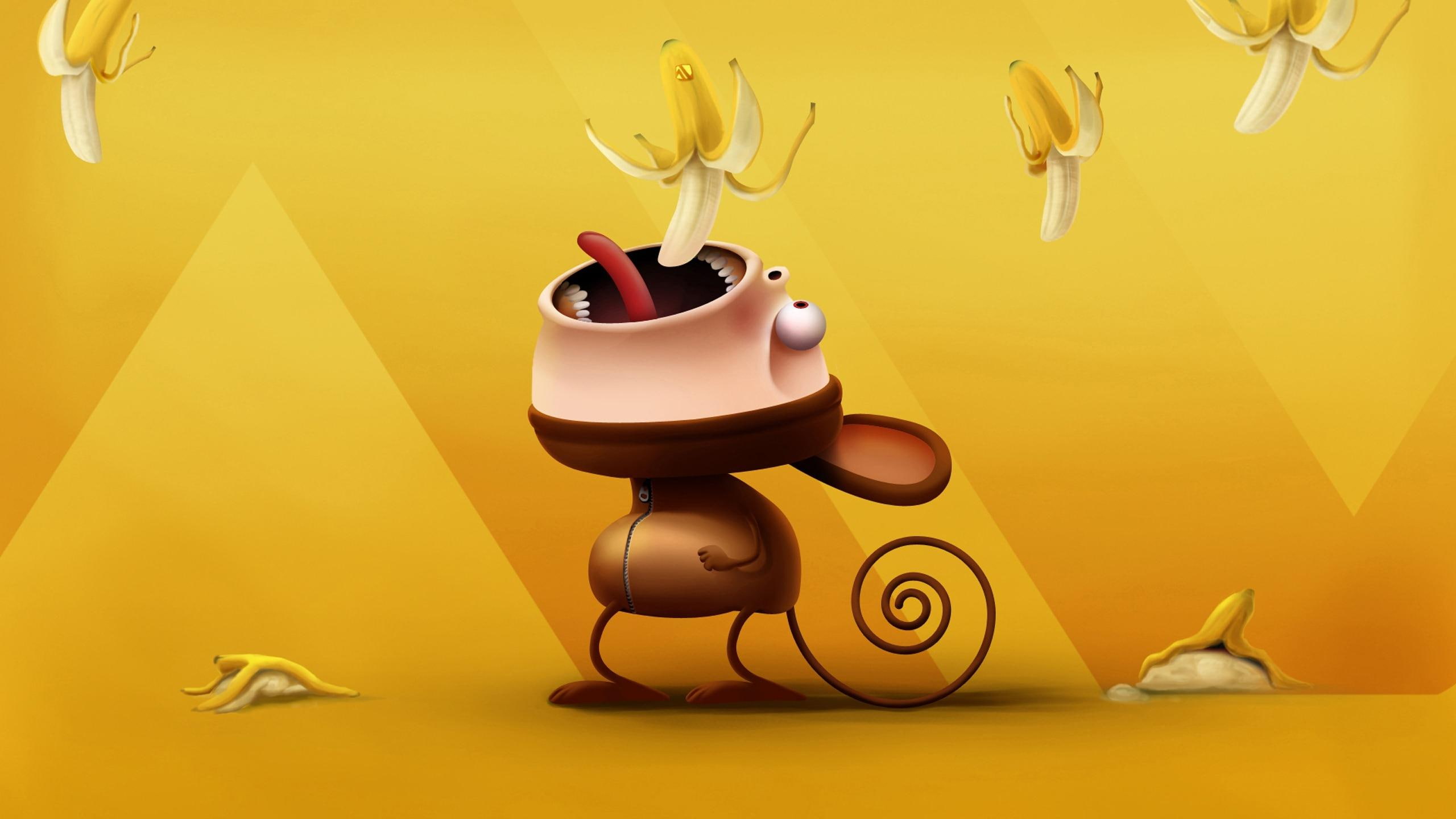 hungry, animals, designs, monkeys, 2K, funny, HD Wallpaper