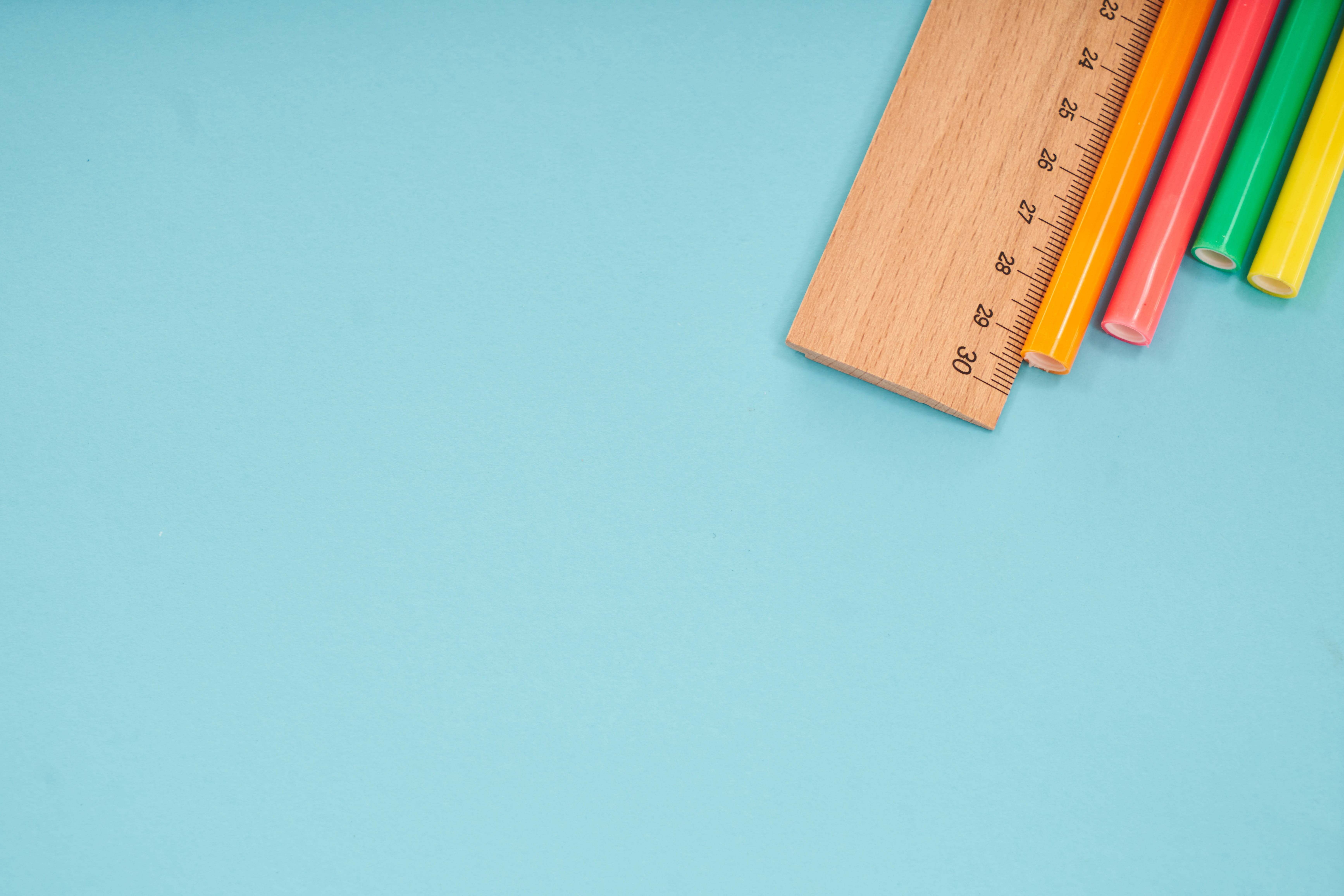 art and craft, kindergarten, beautiful, work, page, pen, copy space, indoors, close-up, is empty, art and craft equipment, blue background, paper, pens, HD Wallpaper