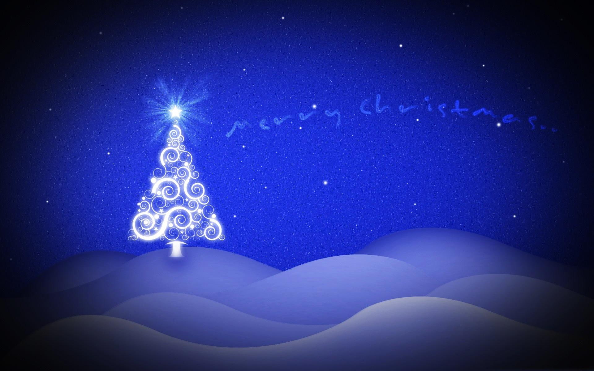 tree, 2011, graphics, christmas, lighted, merry, 1080P, purple, white, HD Wallpaper