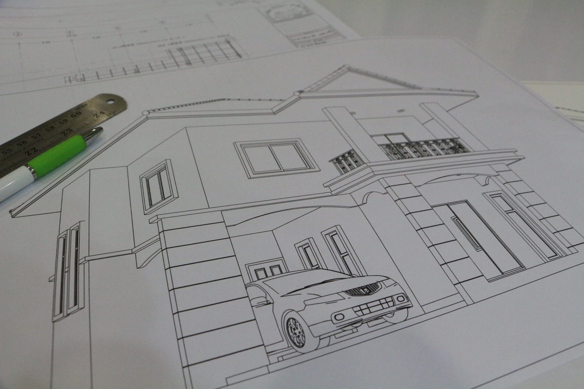 architecture, built structure, drawing - art product, creativity, people, paper, 1080P, art and craft, indoors, home, construction industry, blueprint, HD Wallpaper