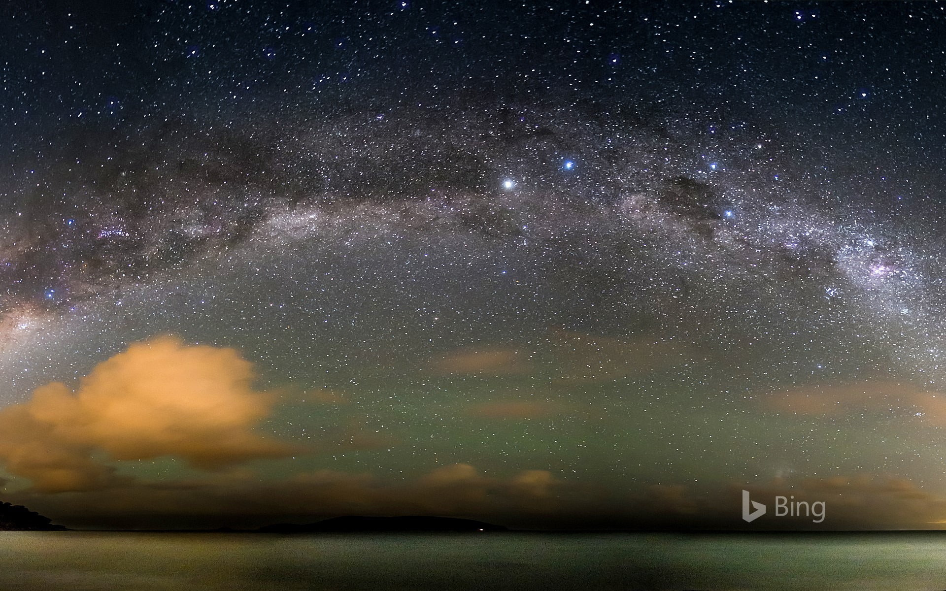 galaxy, astronomy, space, night, atlantic, tranquility, way, infinity, bing, nature, outdoors, no people, ocean, science, star field, water, scenics - nature, HD Wallpaper