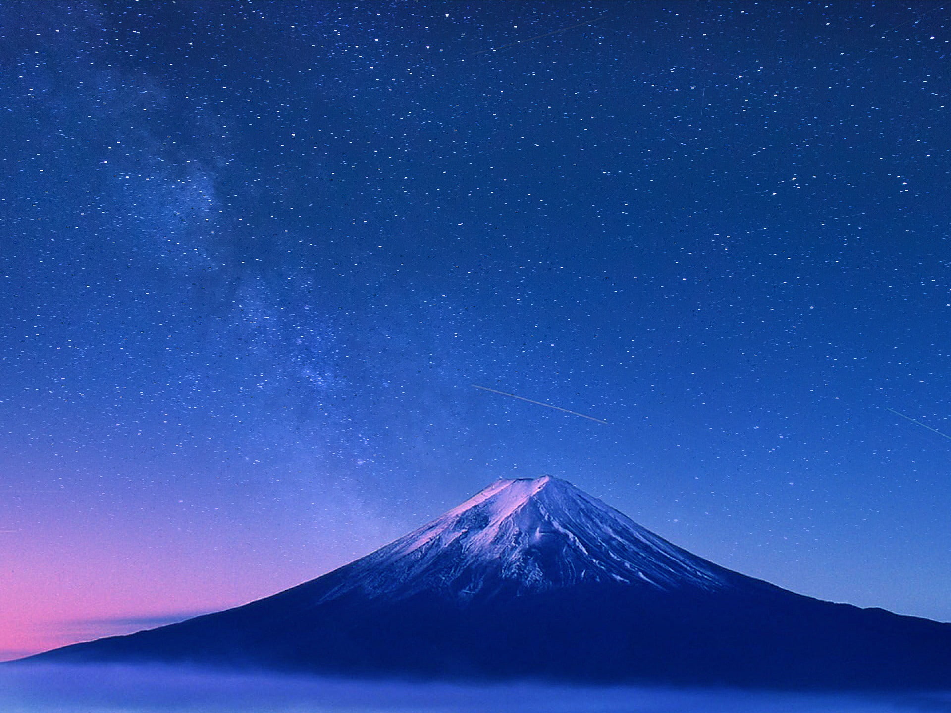 snow, hd, space, star - space, idyllic, tranquility, 1080P, sky, night, mountain, outdoors, space and astronomy, tranquil scene, land, photo, milky, blue, HD Wallpaper