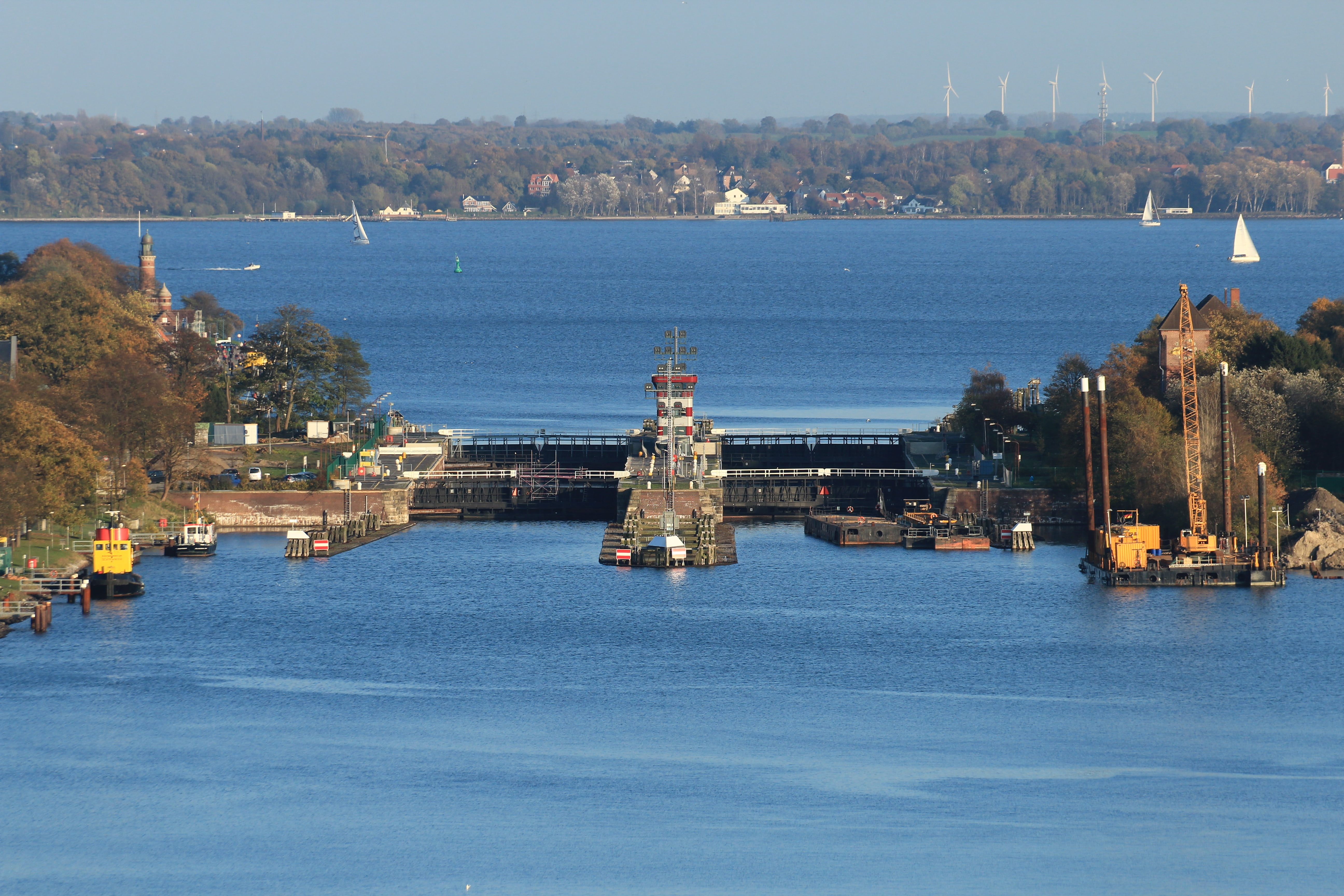 harbor, high angle view, built structure, transportation, nok, sea, connection, north sea, architecture, travel destinations, building, kiel, no people, HD Wallpaper