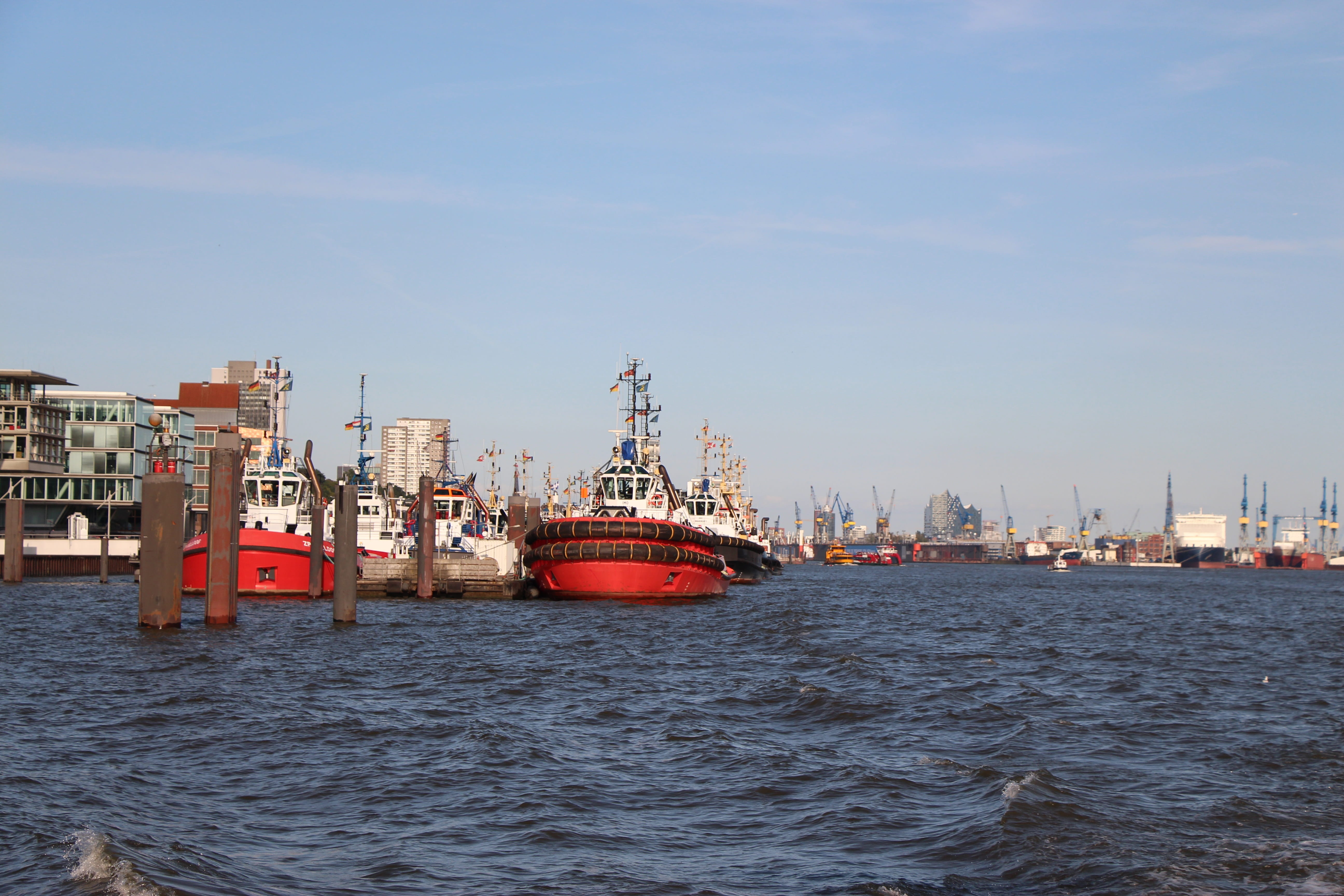 maritime, architecture, hamburg skyline, mode of transportation, hanseatic, hamburg port, hamburg landungsbrücken, hanseatic city, no people, sky, nautical vessel, HD Wallpaper