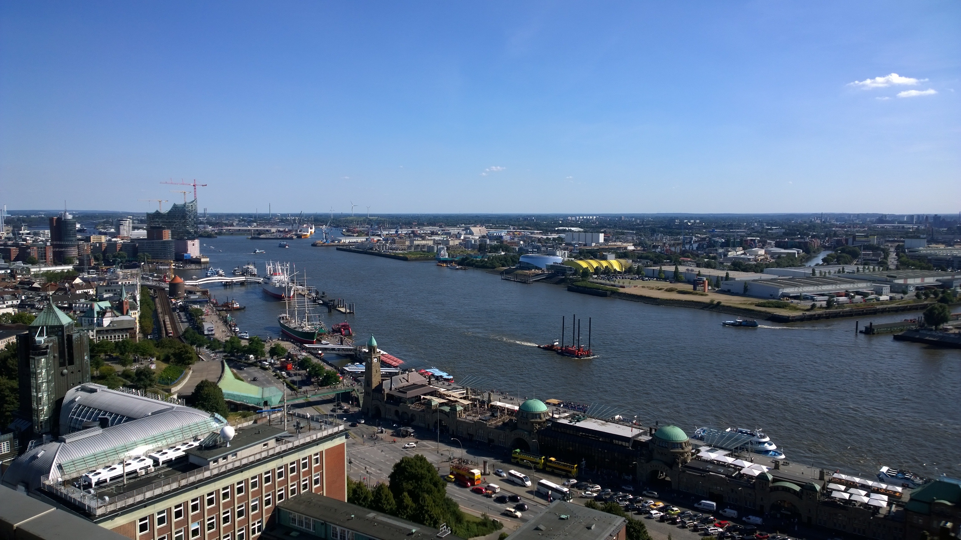 city, harbor, cityscape, no people, mode of transportation, hamburg, passenger craft, ships, nature, transportation, 2K, clear sky, building, outdoors, HD Wallpaper