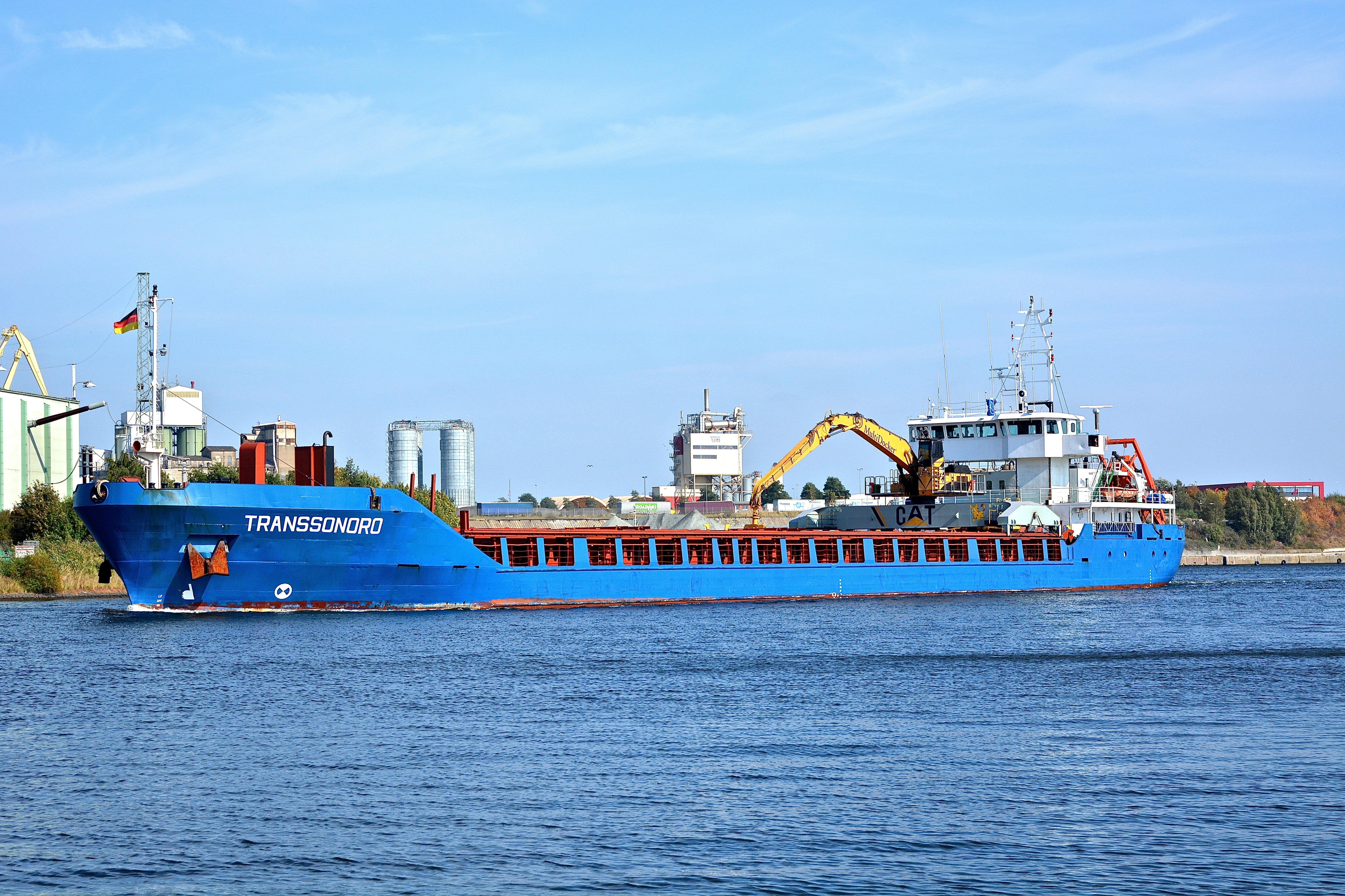 outdoors, machinery, ship, baltic sea, 5K, transportation, water, trave, built structure, germany, day, schutup, blue, hanseatic city, sky, industry, waterfront, HD Wallpaper