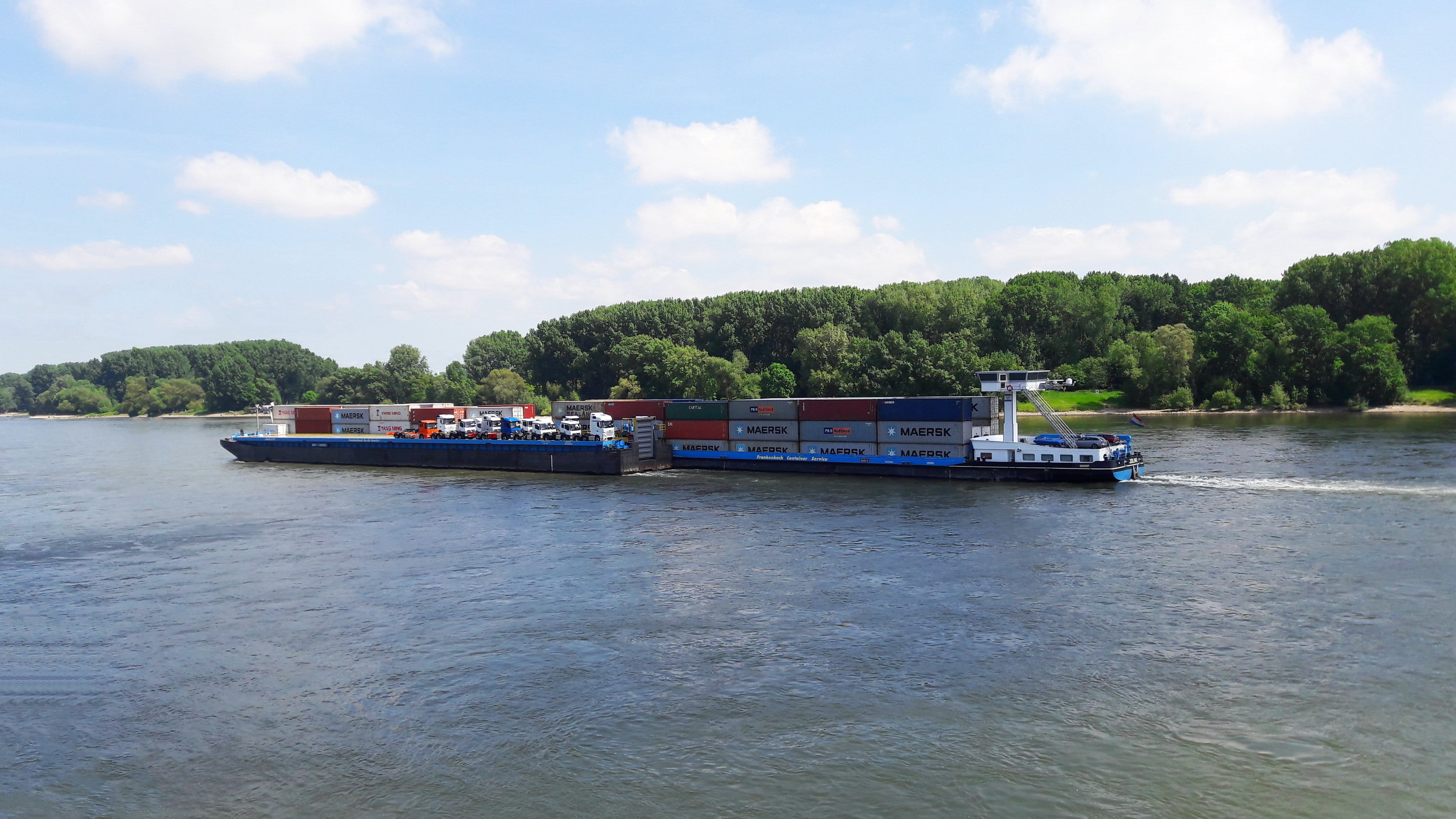 transportation, 4K, cargo, landscape, Ship, transport, Germany, water, bonn, outdoors, no people, craft, nature, rhine, mode of transportation, waterfront, HD Wallpaper