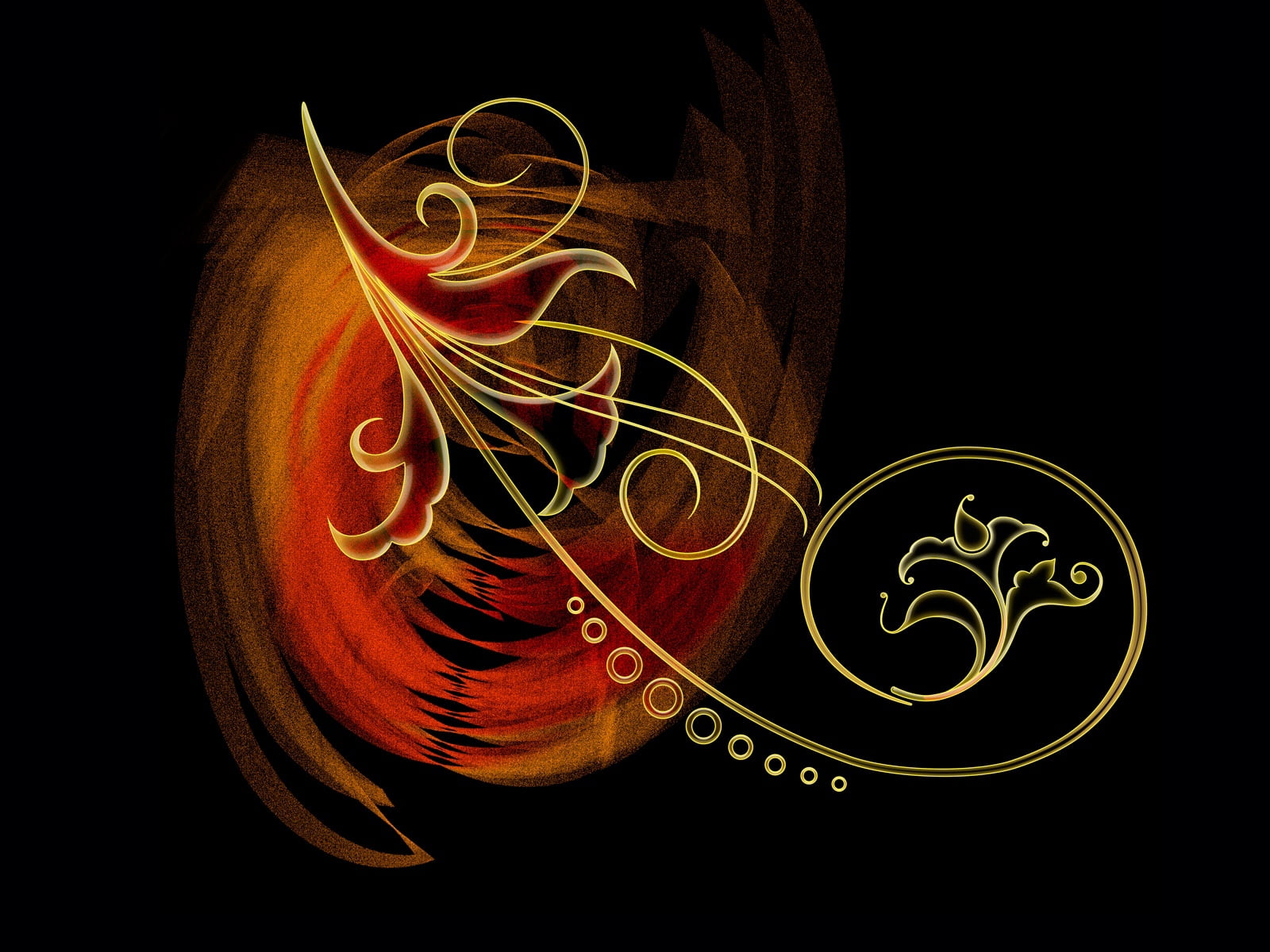720P, red, spoon, ornate, gold Colored, celebration, indoors, abstract, illustration, art and craft, dark, no people, art, vector, curve, design, HD Wallpaper