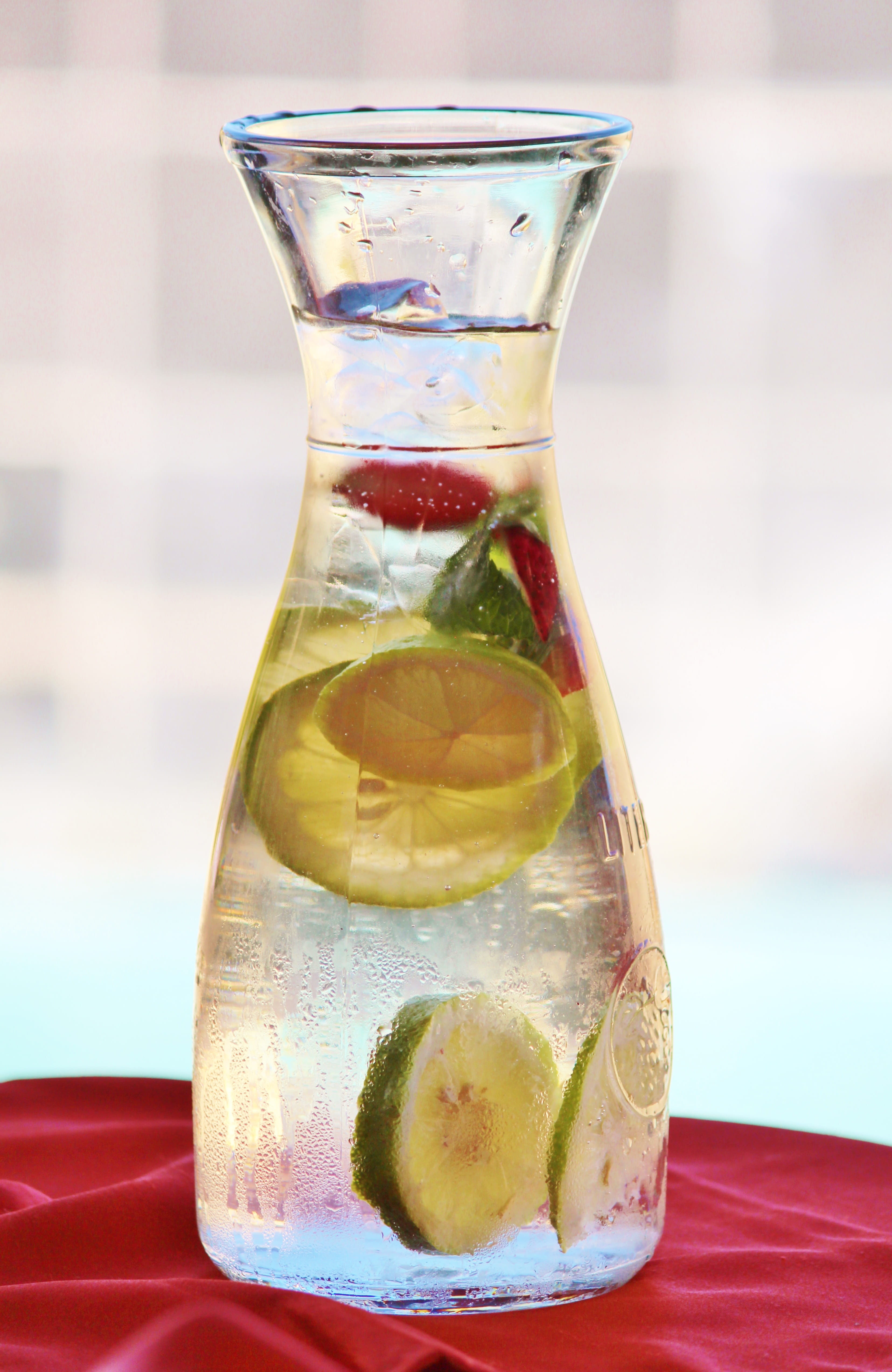 slice, non-alcoholic beverage, lime, water, carafe, serving size, food, glass carafe, glass mug, 4K, container, food and drink, strawberry, mint leaf - culinary, Phone HD Wallpaper