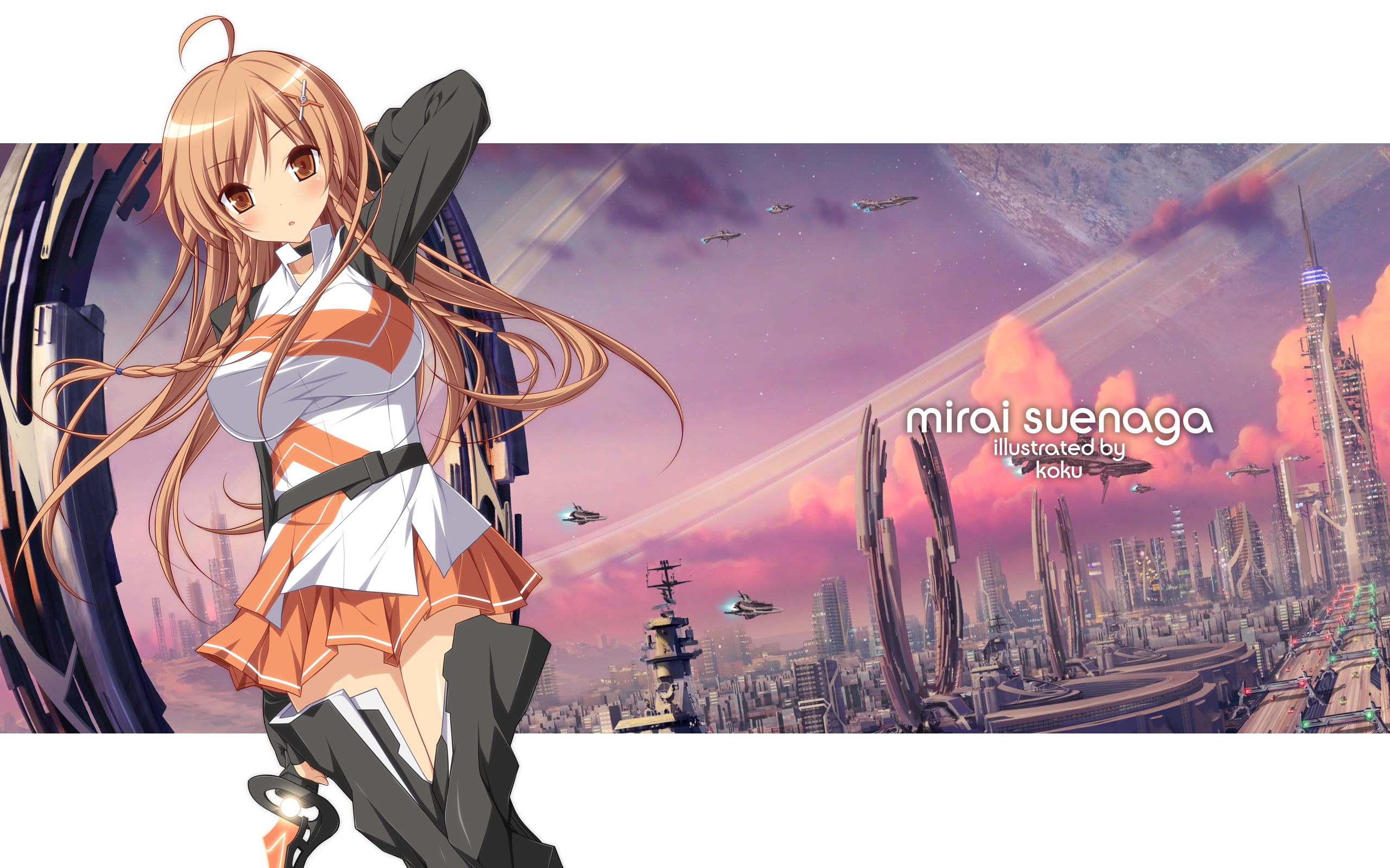 eyes, duplicate, japan, suenaga, koku, brown, hair, uniform, 2K, mirai, culture, HD Wallpaper