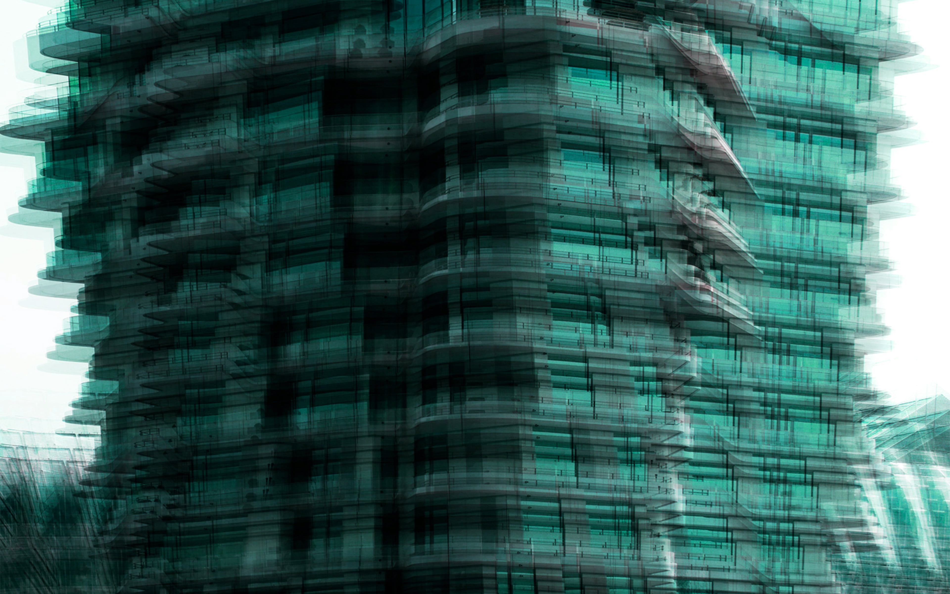 skyscraper, tower, art, 4K, city, glass - material, day, nature, glass, financial district, digital composite, green, no people, building, outdoors, tall - high, HD Wallpaper