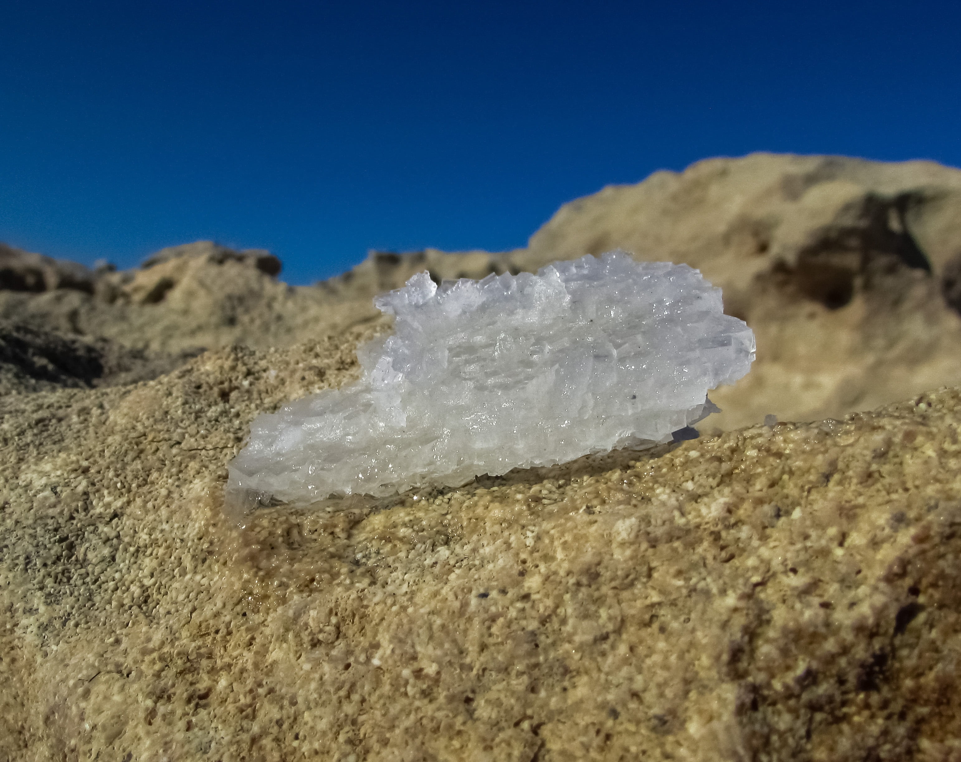rock, tranquility, textured, focus on foreground, land, mineral, day, crystal, selective focus, blue, natural, sky, sea, outdoors, nature, no people, iceland, HD Wallpaper