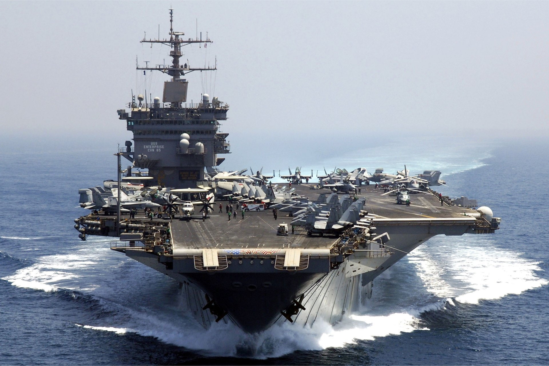 fighters, with nuclear power, First aircraft carrier, deck, the add-in, 1080P, the ocean, Enterprise, the number CVN-65, HD Wallpaper