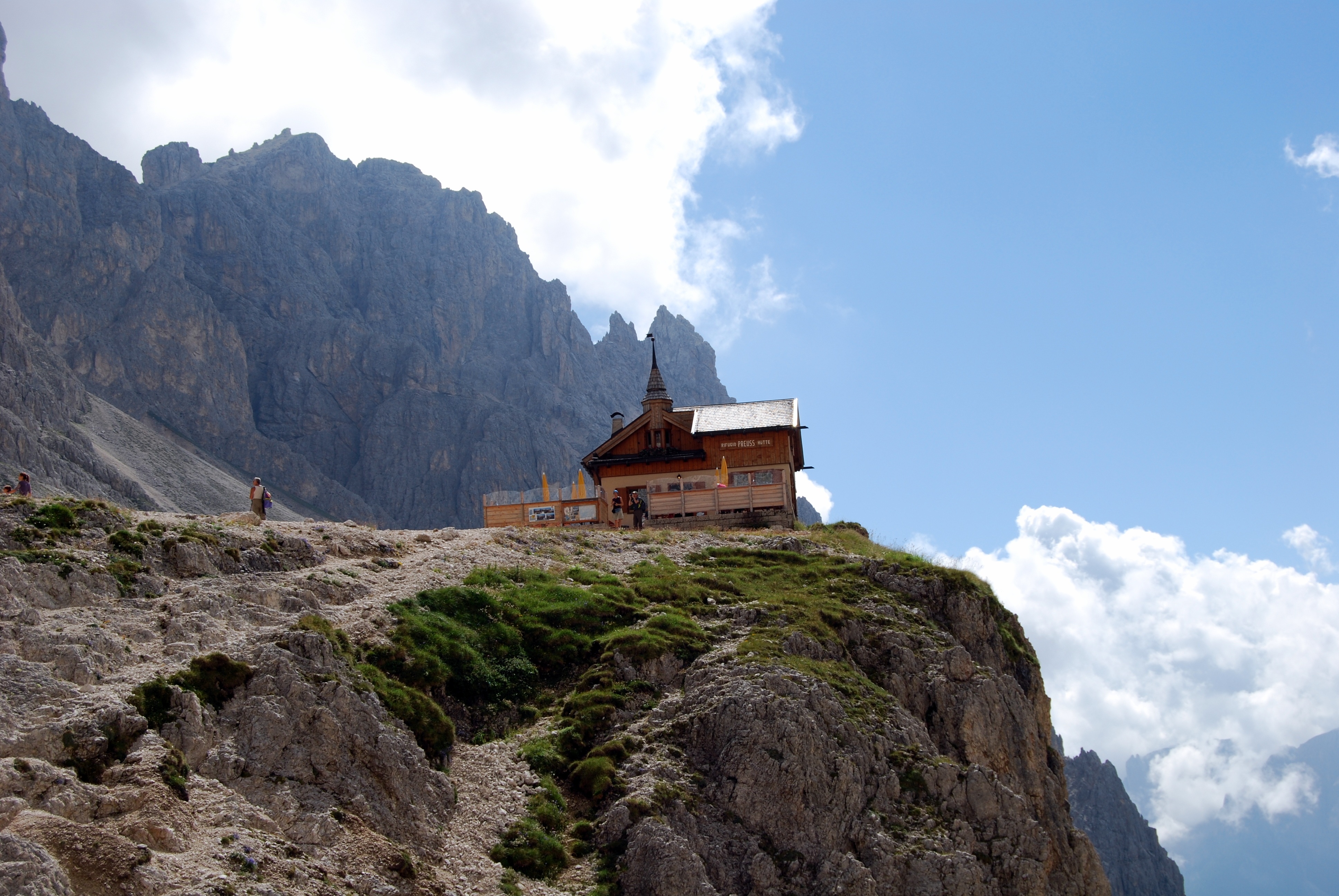 architecture, building, built structure, rock, hiking, vajolet, cloud - sky, mountain range, deadbolt, mountains, religion, building exterior, preuss, nature, HD Wallpaper