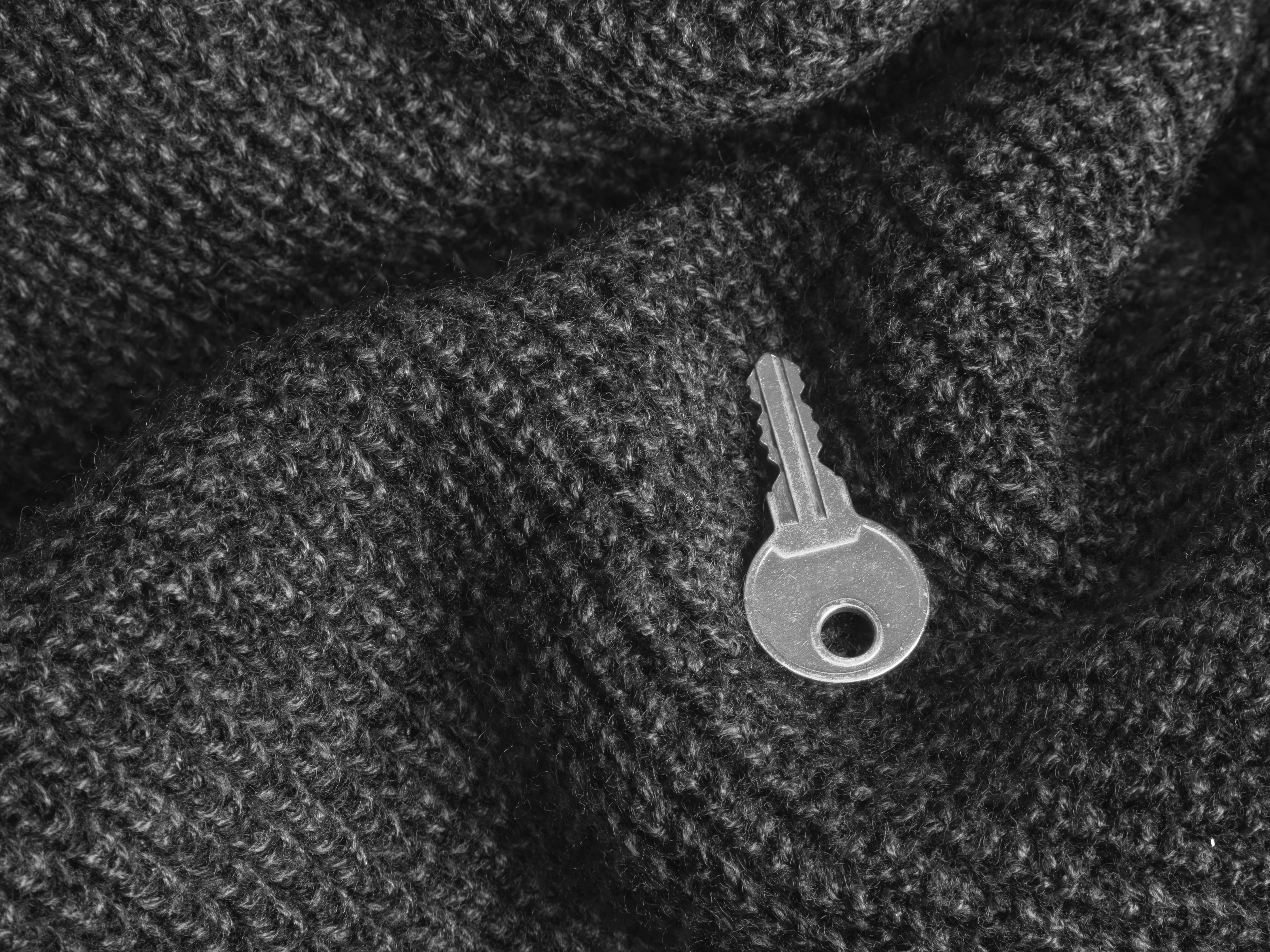 gray, still life, textured, access, key, single object, black and white, 4K, studio shot, button, no people, pattern, clothing, white, softness, elegant, HD Wallpaper