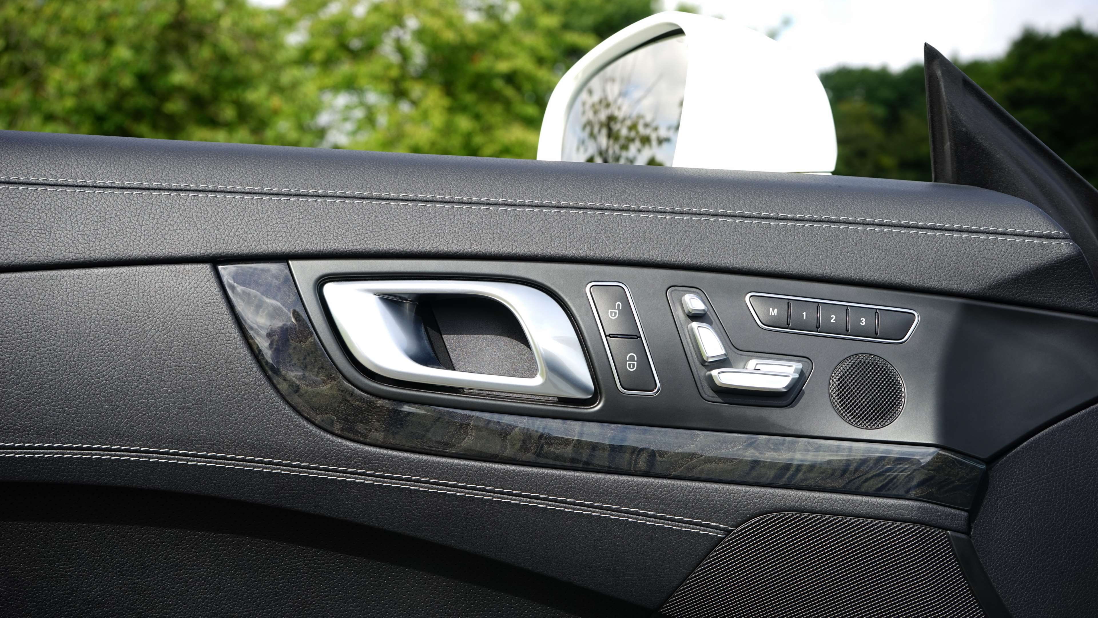 car interior, motor vehicle, auto, push button, control, memory, glass - material, lock, focus on foreground, steering wheel, travel, vehicle interior, HD Wallpaper