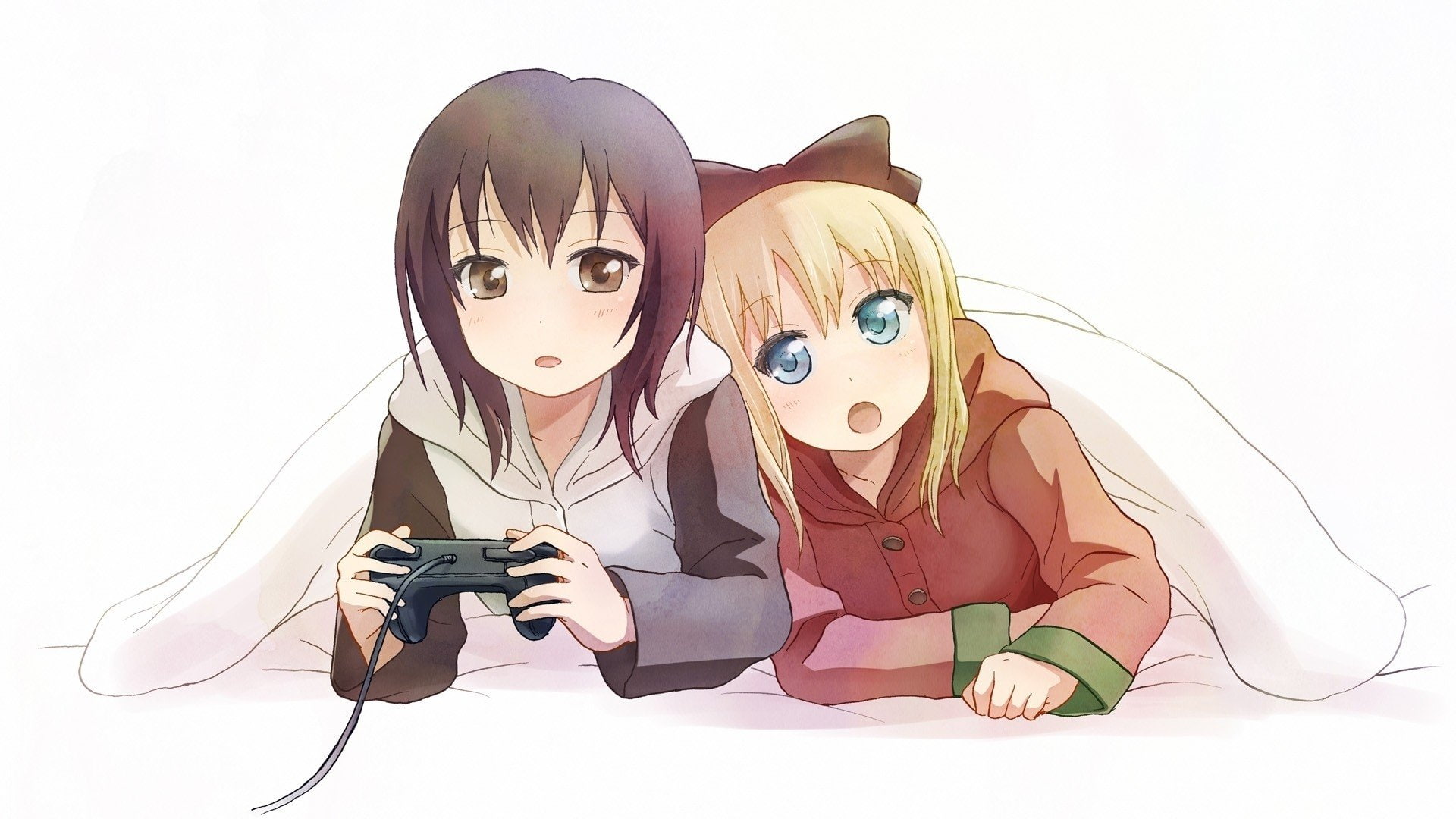 background, simple, toshinou, 1080P, anime, yuri, funami, yui, kyouko, yuru, HD Wallpaper