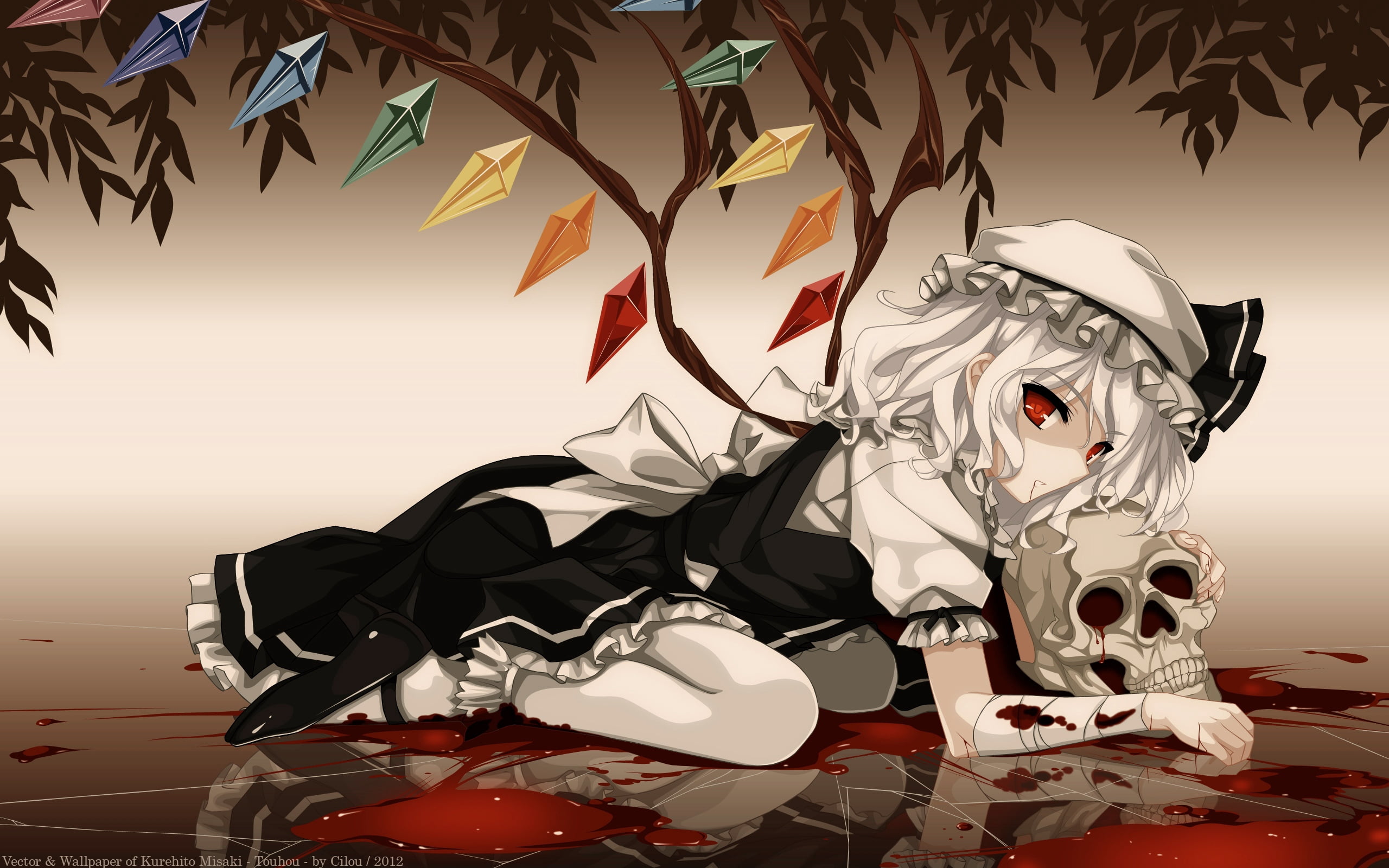 posture, haired, maid, blood, still life, wearing, mask, halloween, celebration, computer Graphic, studio shot, human representation, skull, HD Wallpaper