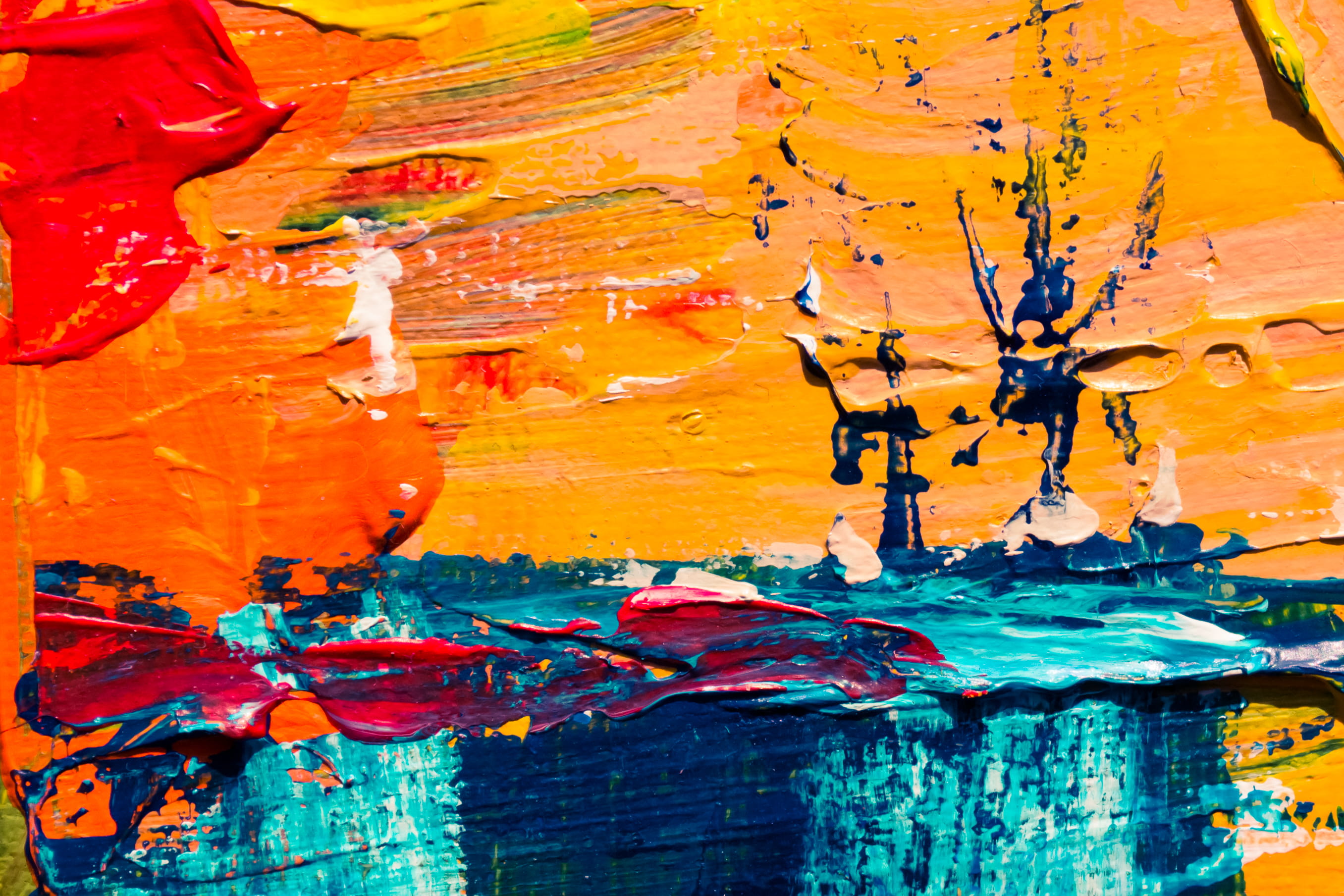 vibrant color, background, textured, blue, design, orange color, watercolor, paint, artistic, textured effect, multicolored, pattern, color, HD Wallpaper