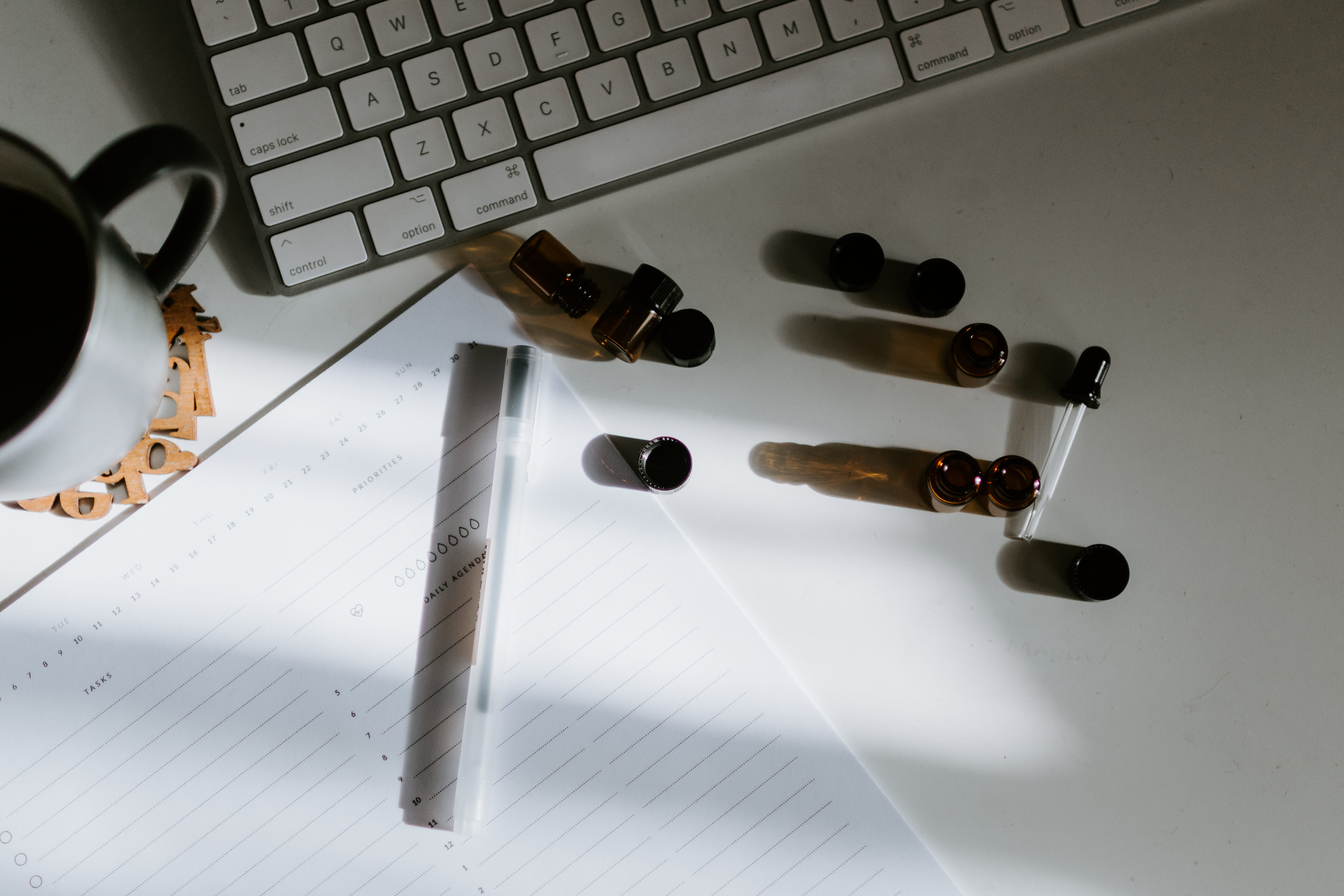 wood - material, connection, apothecary, indoors, wooden, table, wine, paper, computer keyboard, shadow, beer bottle, technology, computer, drink, group of objects, HD Wallpaper