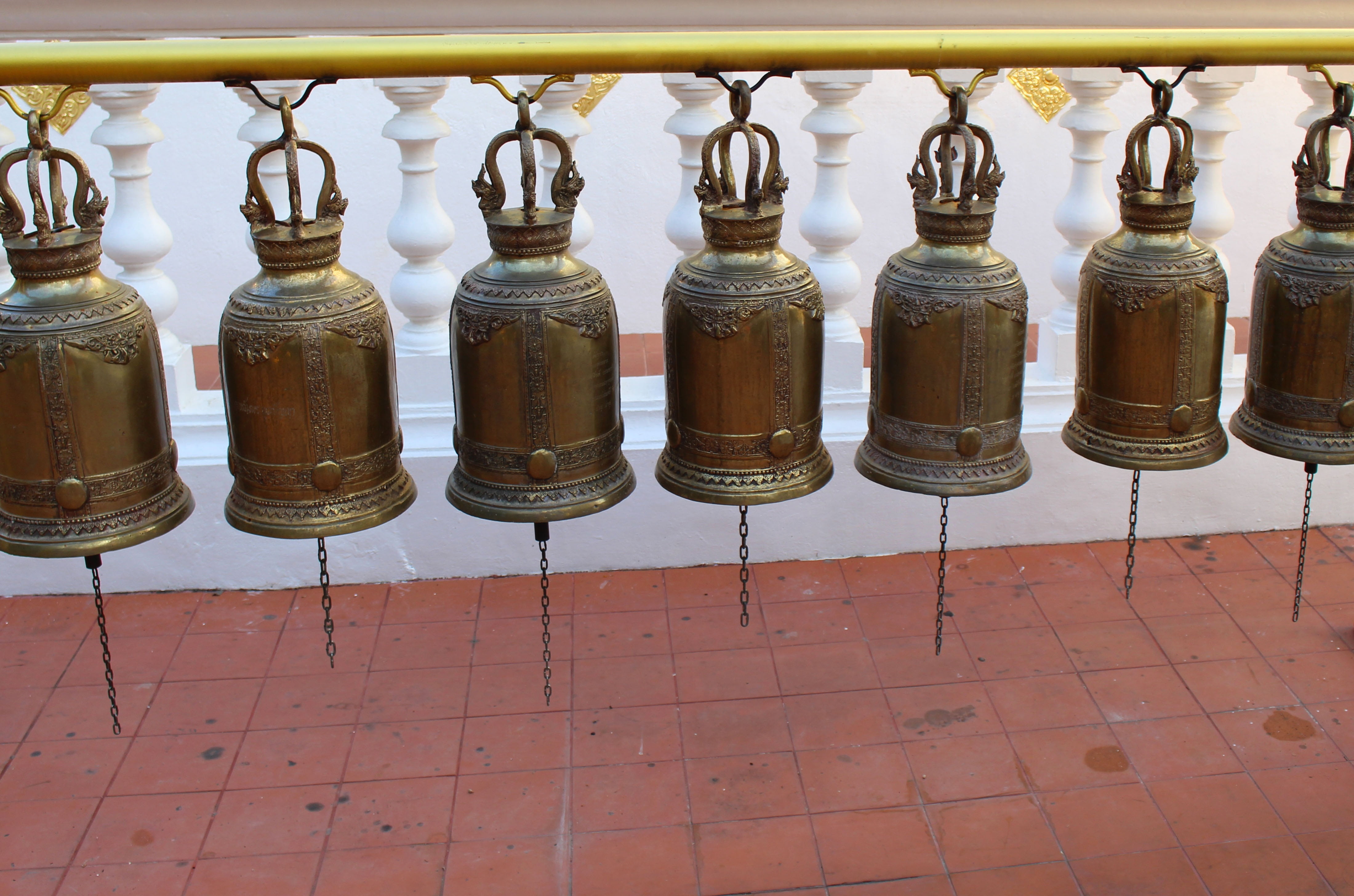 flooring, decoration, bronze bells, spirituality, oriental, religious, buddhist, thailand, faith, variation, metal, focus on foreground, no people, ancient, HD Wallpaper