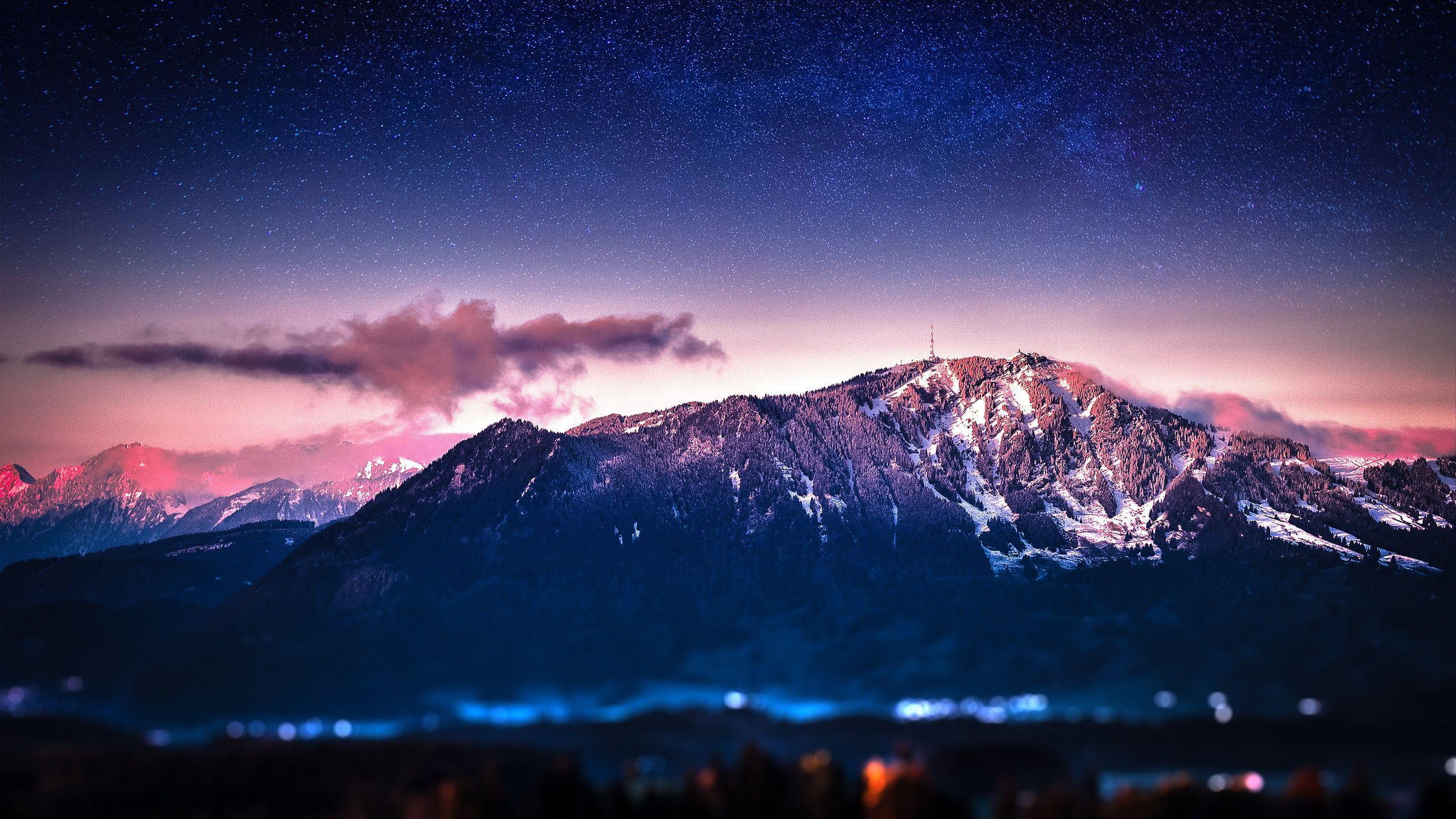 2560x1440, 2K, meets, star, light, rocky, daylight, darkness, mountain, nature, HD Wallpaper