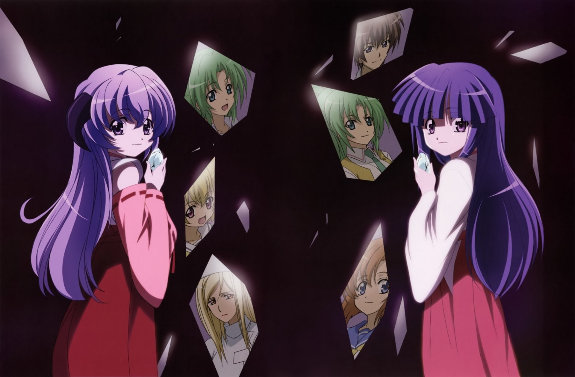 art and craft, people, Ryūgū Rena, Reflection, 1080P, business, standing, human representation, Sonozaki Shion, illuminated, indoors, Sonozaki Mion, Anime, HD Wallpaper