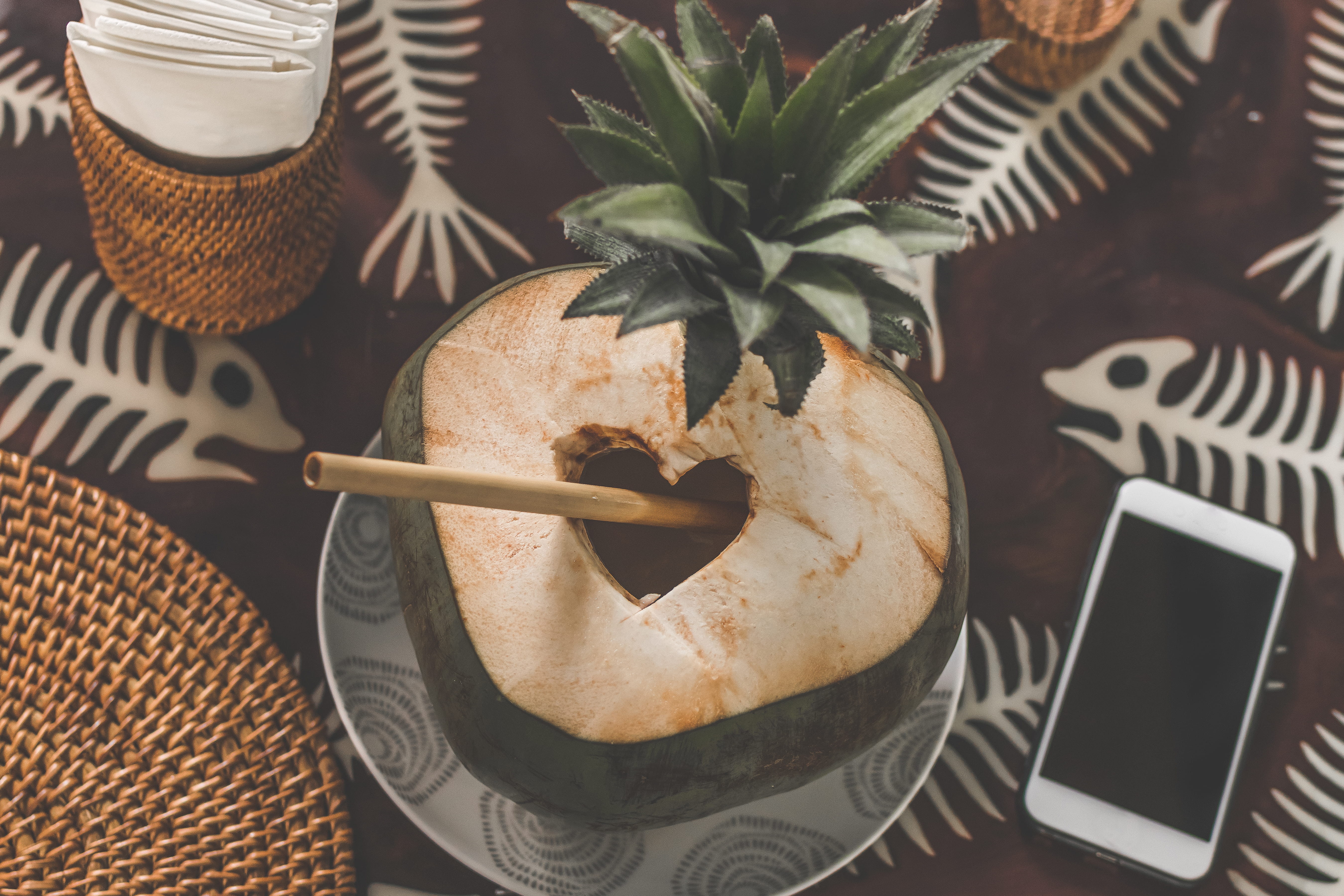 dessert, cake, electronics, baked, no people, 5K, eating utensil, ready-to-eat, cell phone, grapefruit, pineapple, phone, indoors, still life, bagel, yogurt, HD Wallpaper