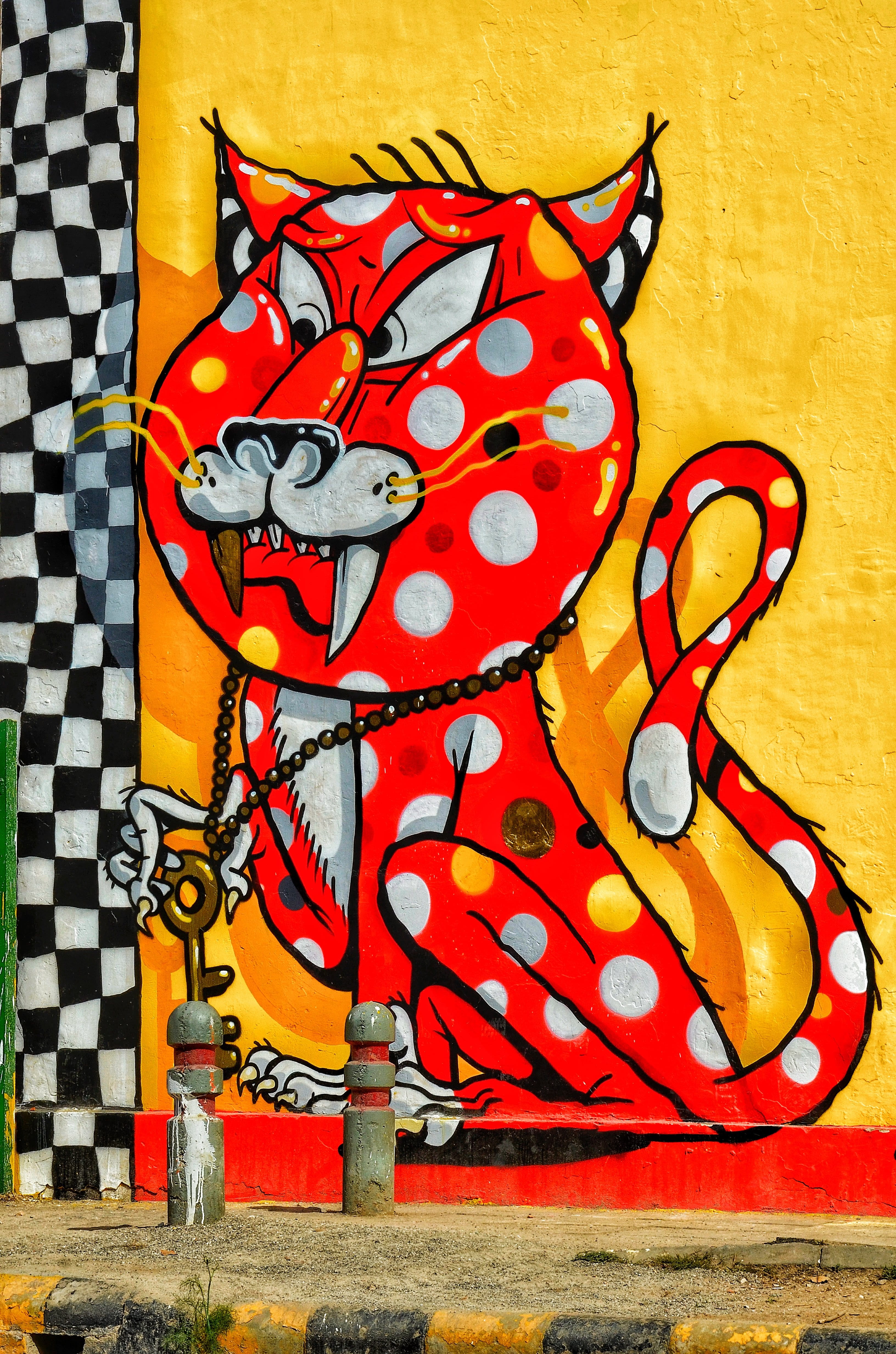 pattern, label, art and craft, orange color, mosaic, graffiti, cat, close-up, tile, craft, built structure, applique, mural, yellow, doodle, stained glass, Phone HD Wallpaper