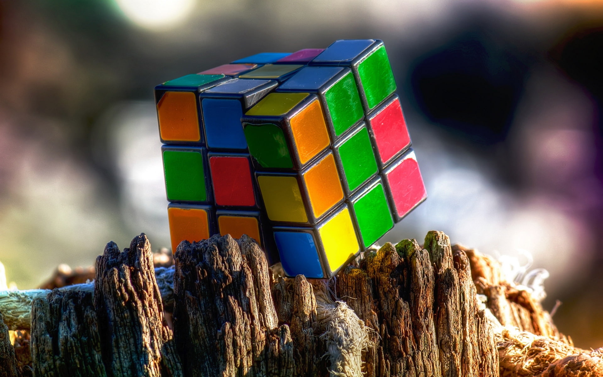 rubiks, colors, square, nature, 1080P, wood, cube, HD Wallpaper