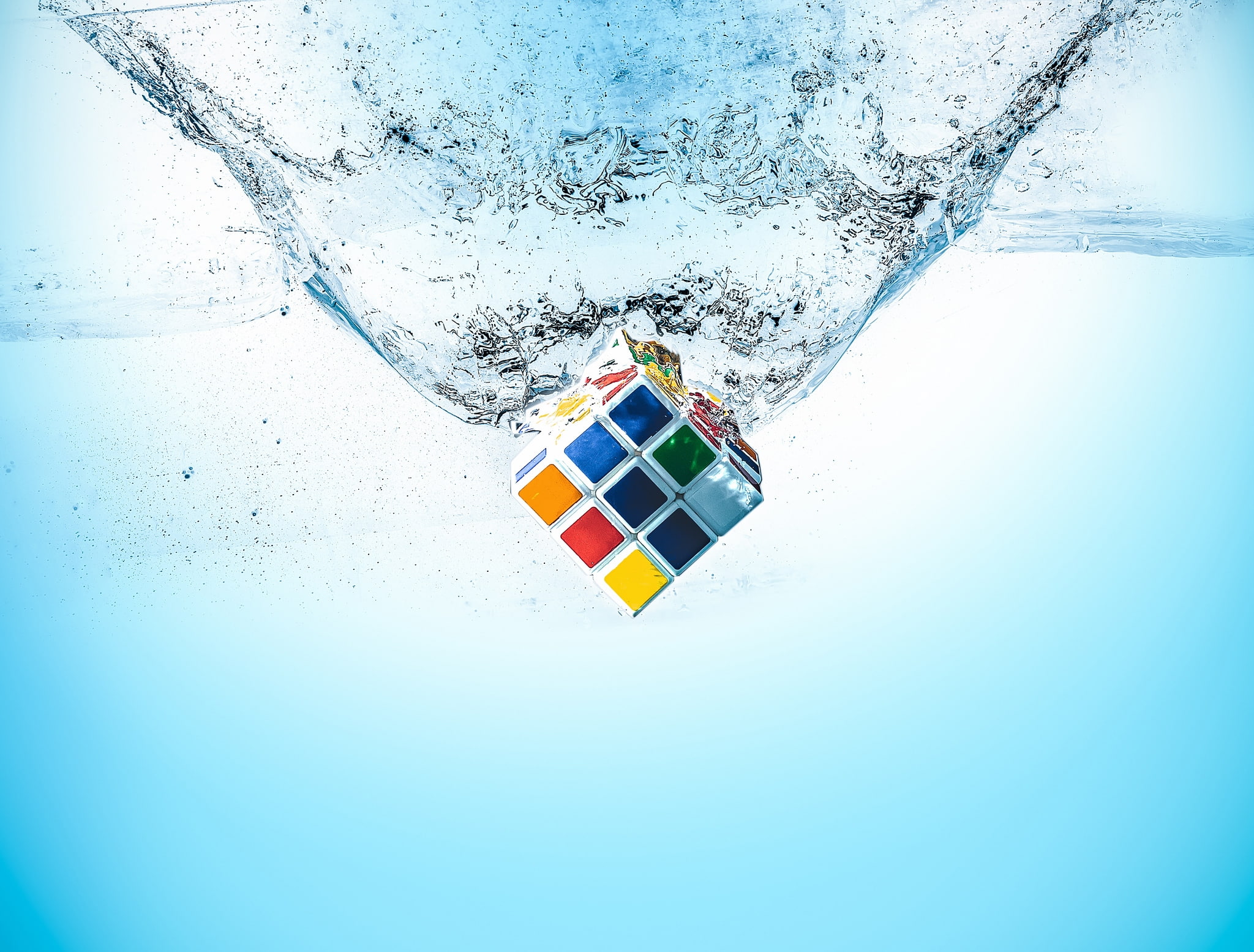 water splash, rubik cube, Others, 1080P, water, HD Wallpaper
